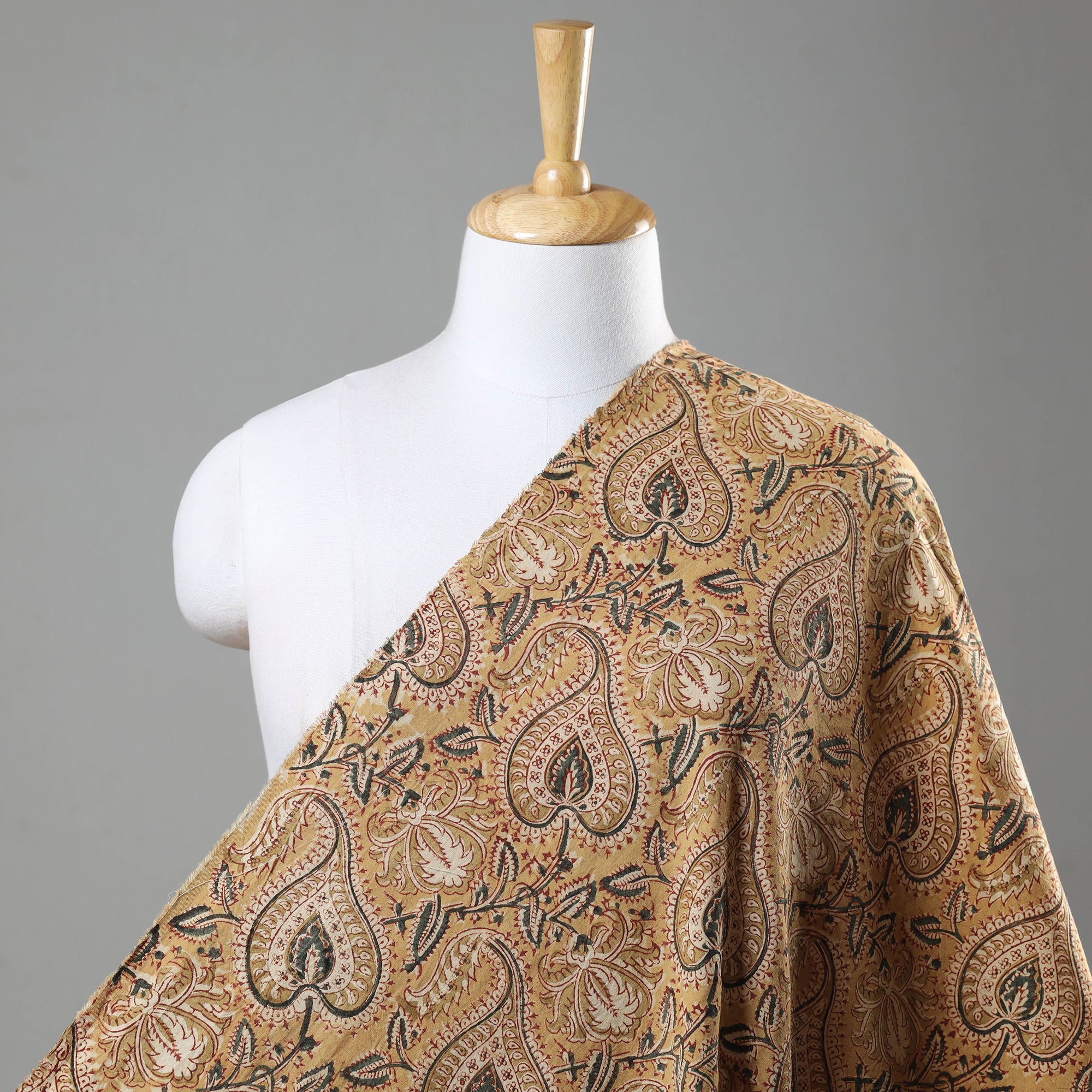 PITCHUKA SRINIVAS KALAMKARI PEDANA Beige - Pedana Kalamkari Hand Block Printed Cotton Fabric