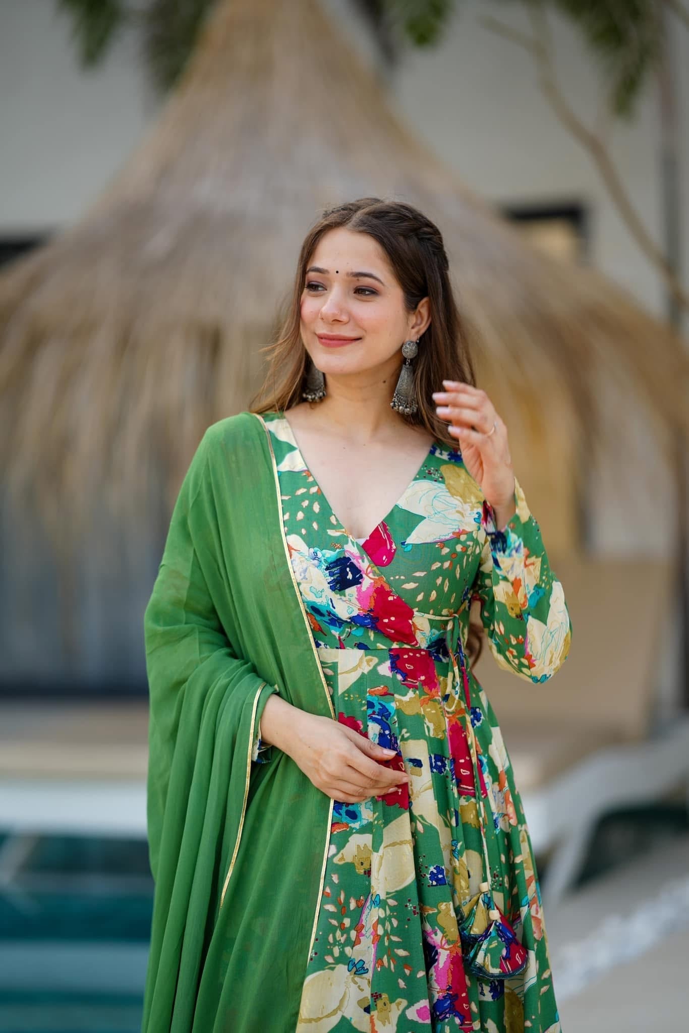 Idaho-o Zayra green rayon suit set - view 2