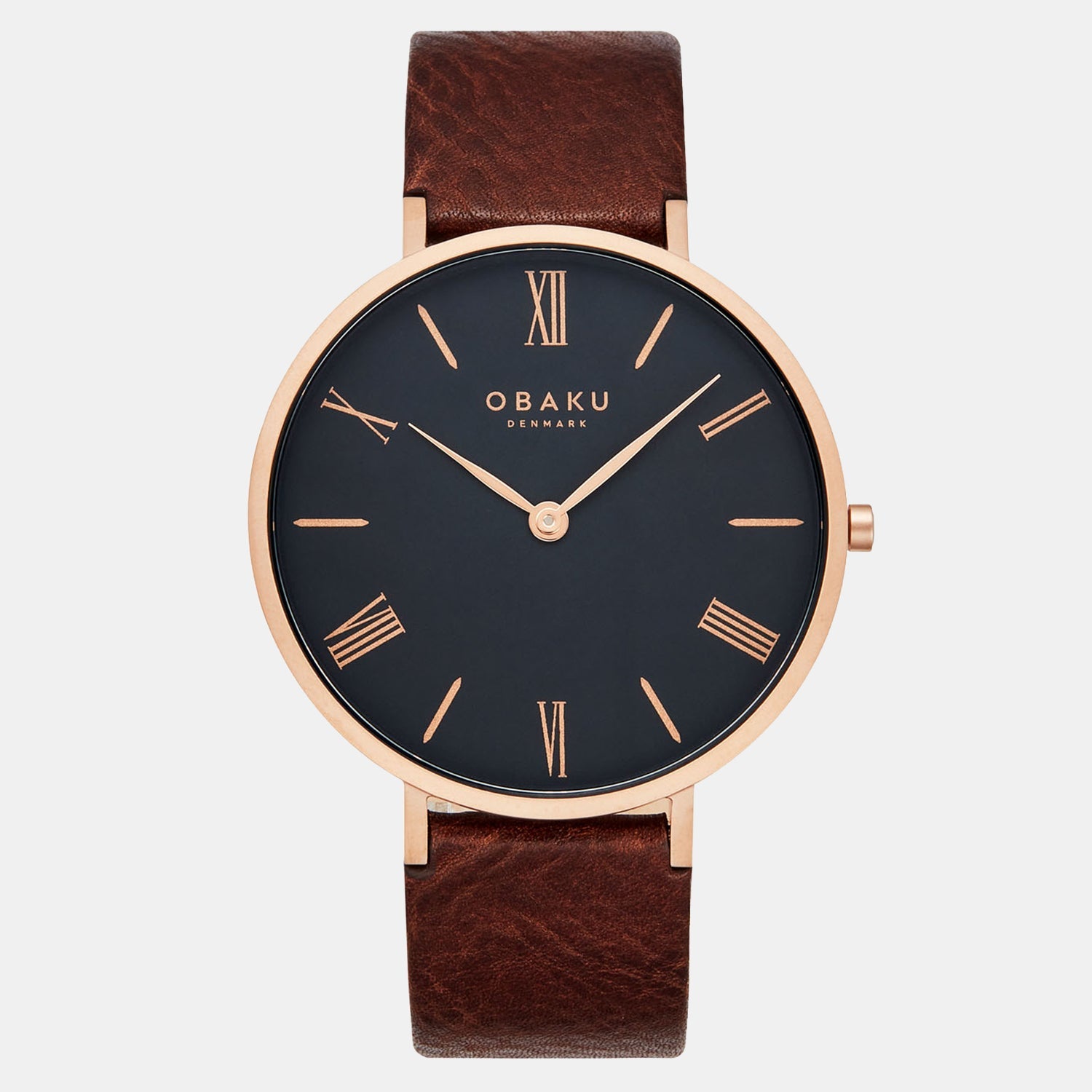 Obaku Folie Cedar Men Quartz Black Dial Analog Leather Watch V283GXVBRN