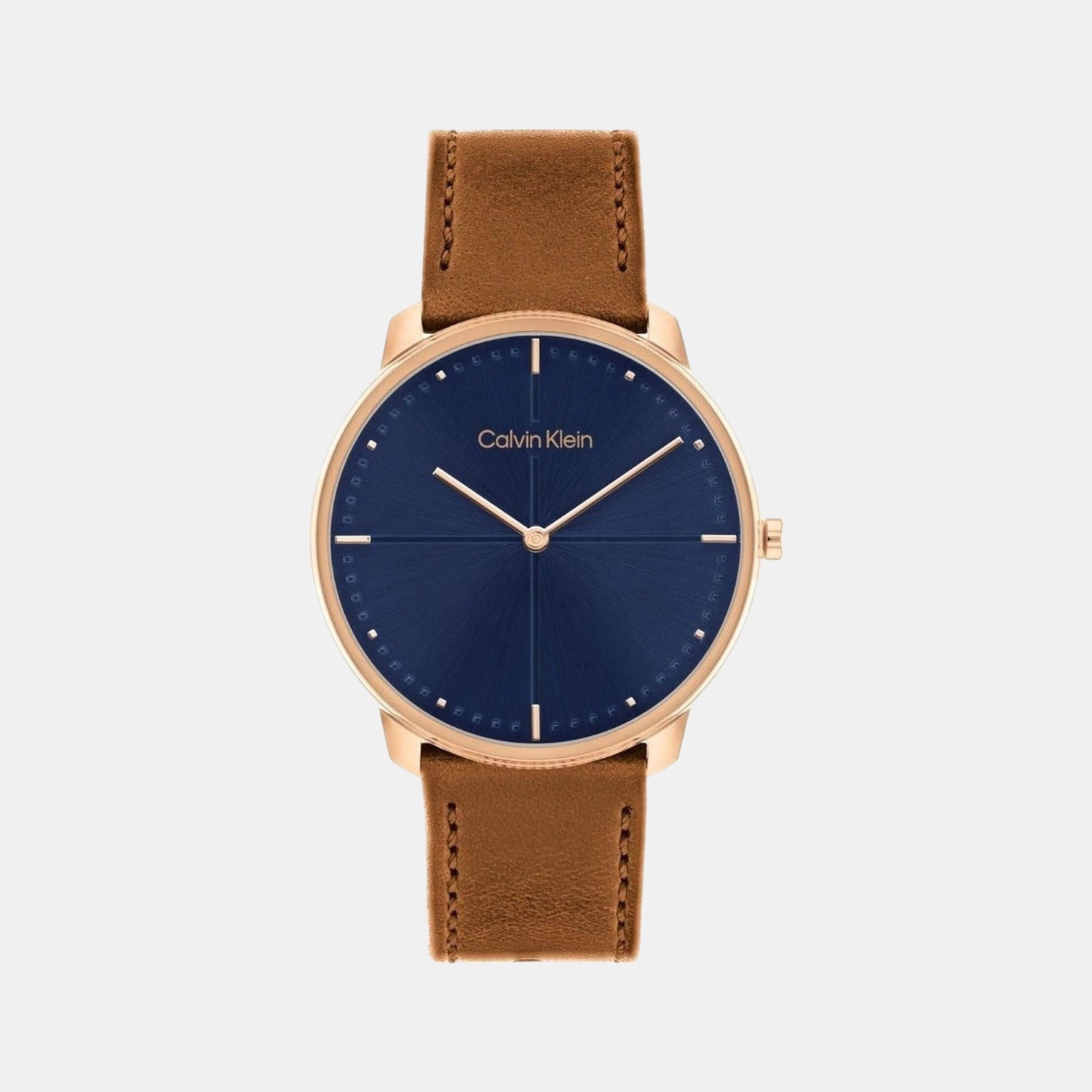 Calvin Klein Ck Iconic Men Quartz Blue Dial Analog Leather Watch 25200154
