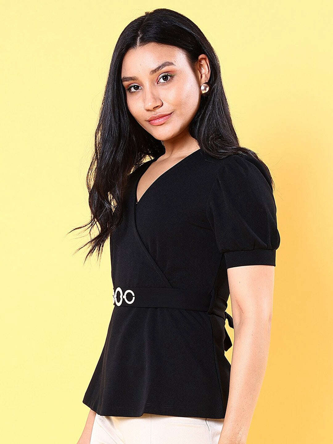 Freehand By The Indian Garage Co Women V Neck Peplum Top - view 3