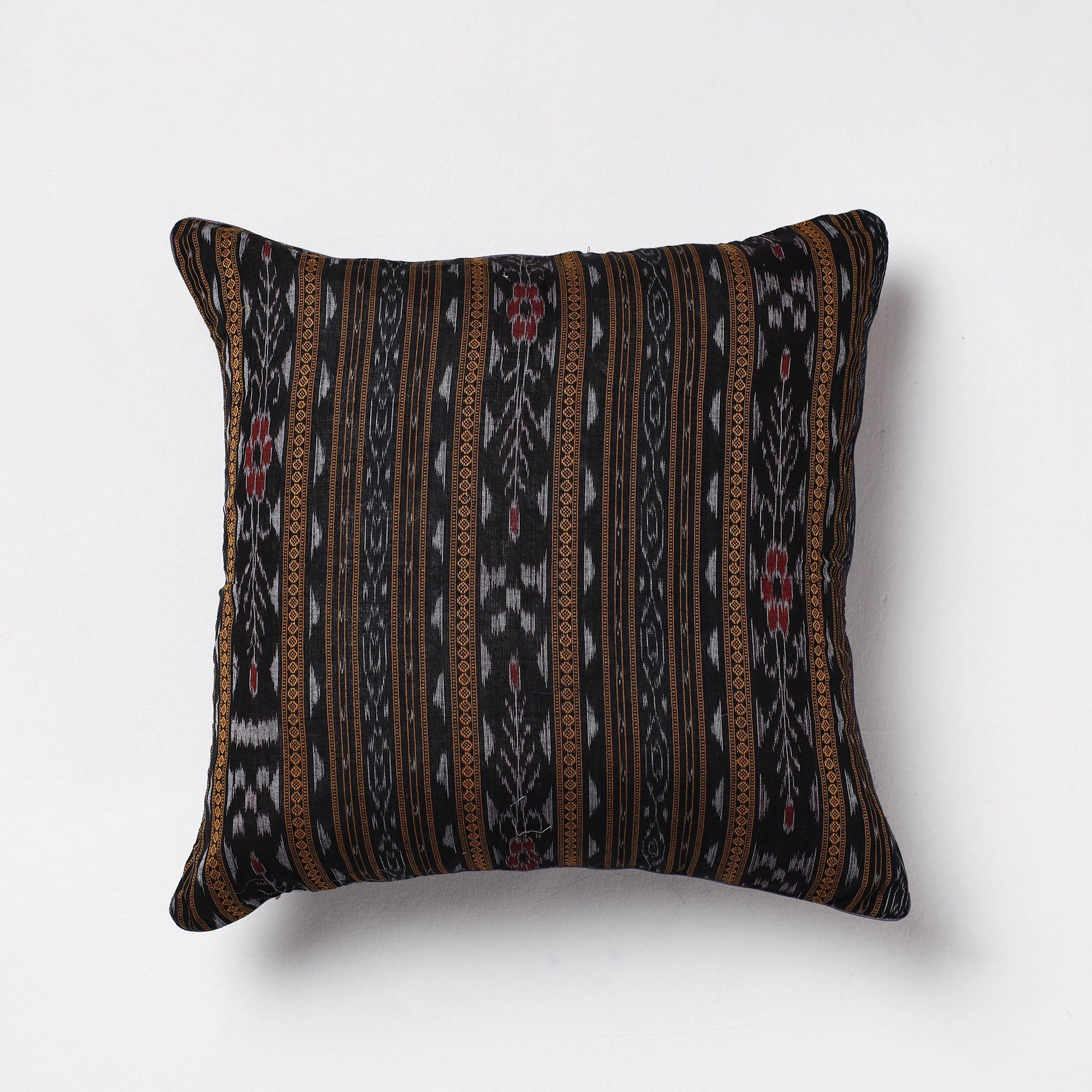 NOORI BAZAR Brown - Sambalpuri Ikat Cotton Cushion Cover (16 x 16 in)