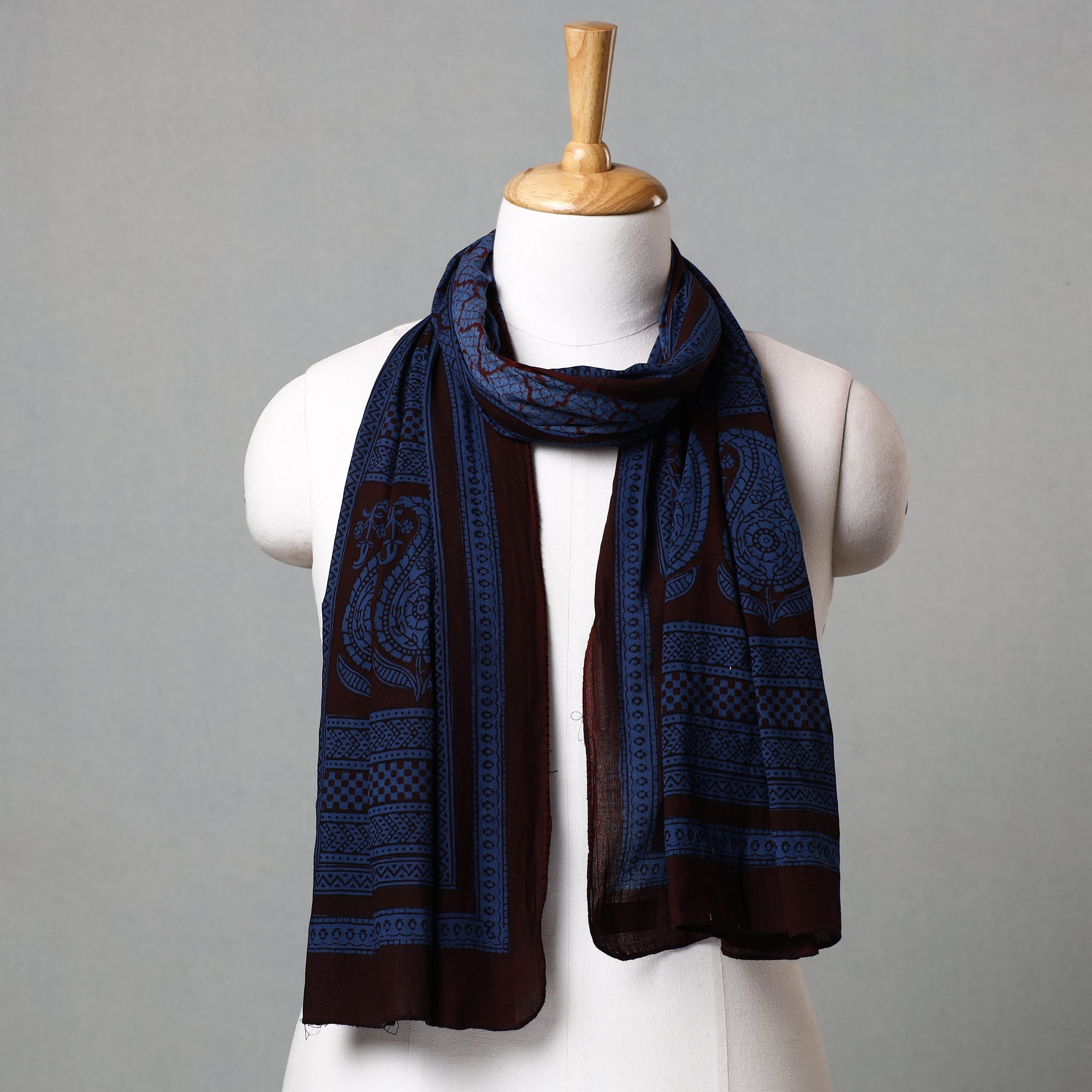 BAGH PRINTS BY MOHAMMED BILAL KHATRI Blue - Bagh Hand Block Printed Cotton Stole