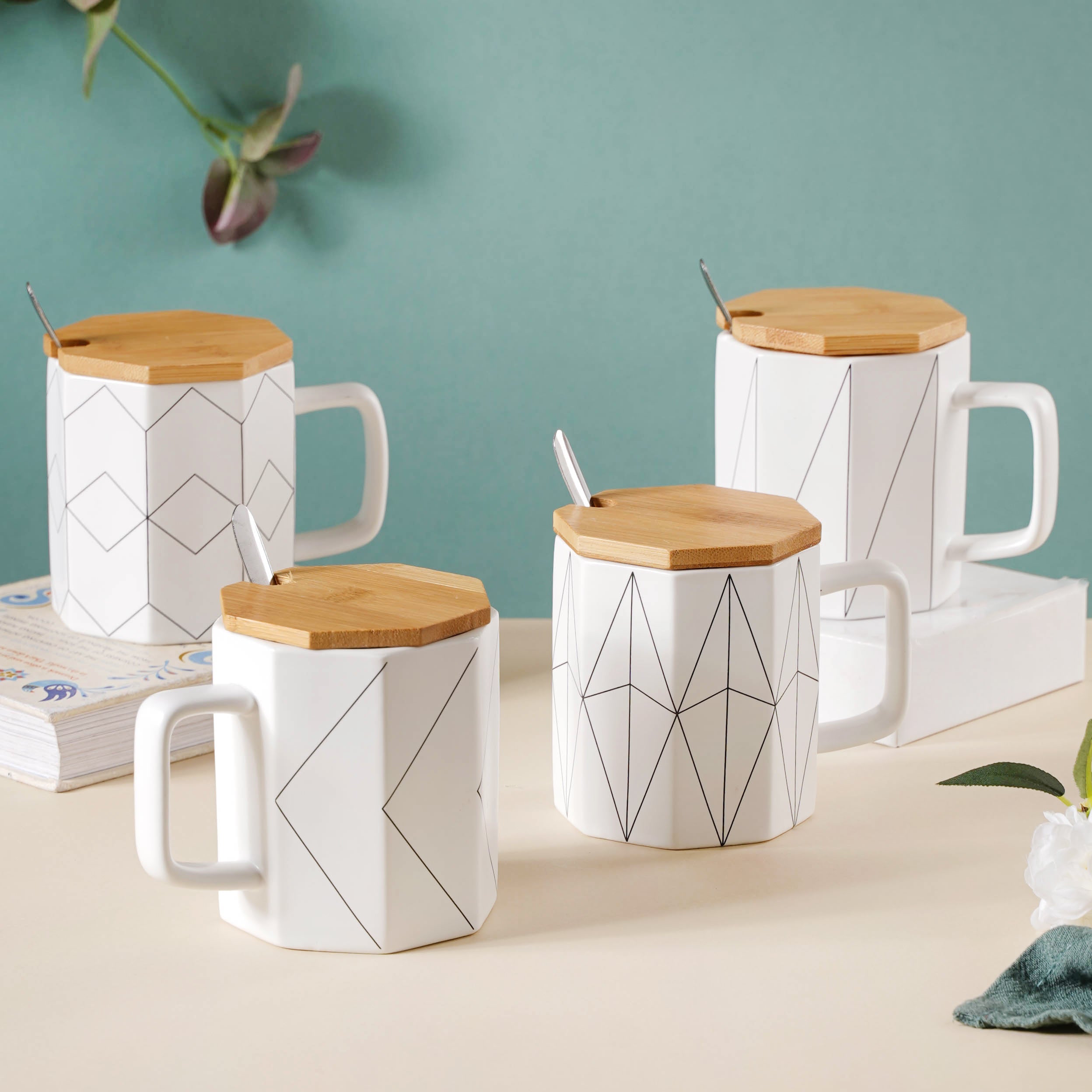 Nestasia Textured Mug With Wooden Lid - view 2