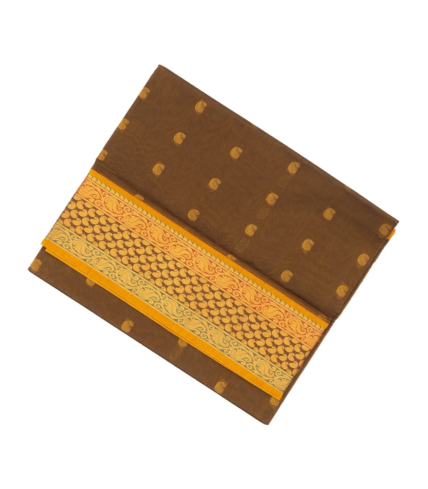 RmKV Dark Olive Venkatagiri Cotton Saree With Mango Motifs
