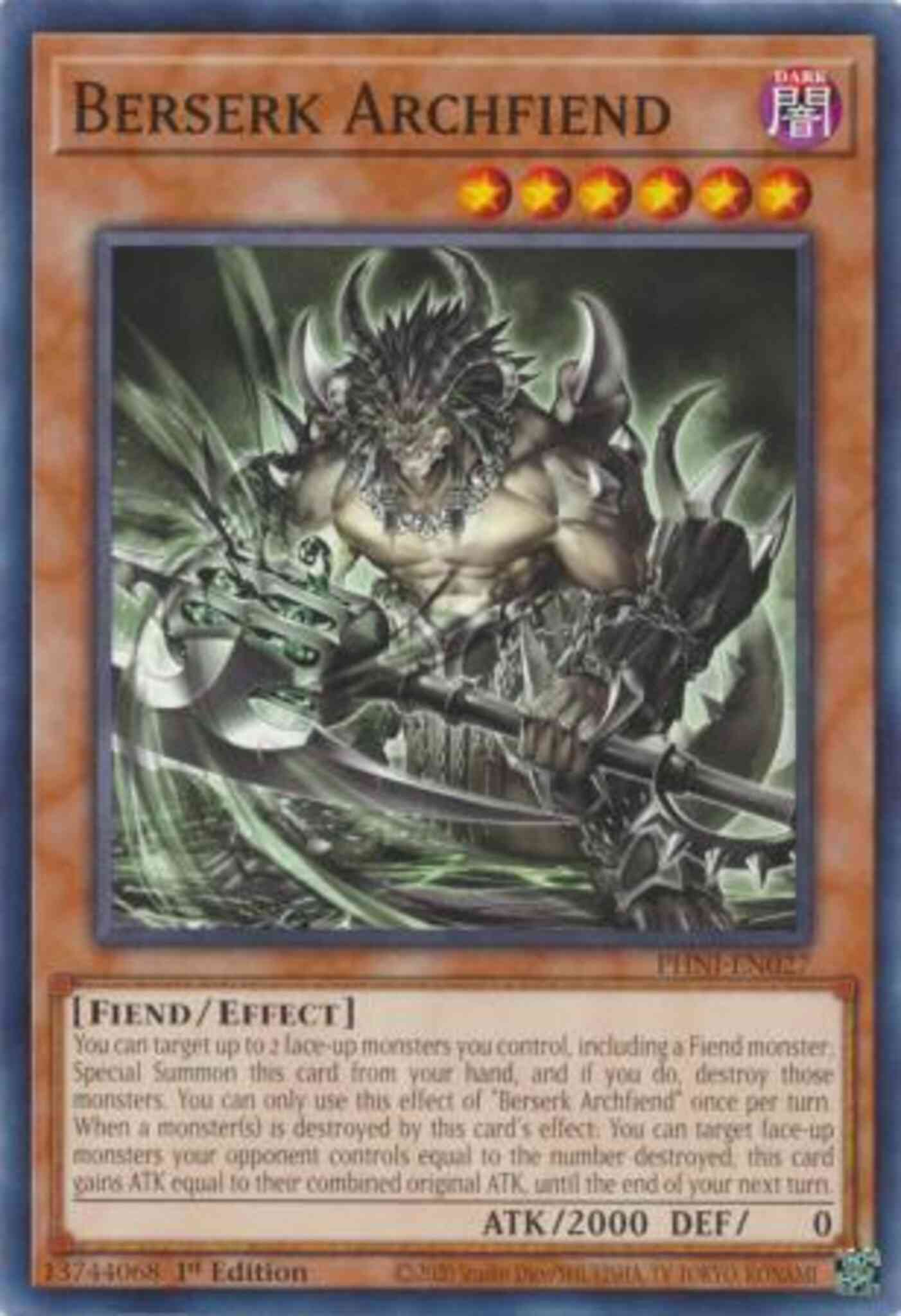 Yu-Gi-Oh! Berserk Archfiend - PHNI-EN027 - Common - 1st Edition