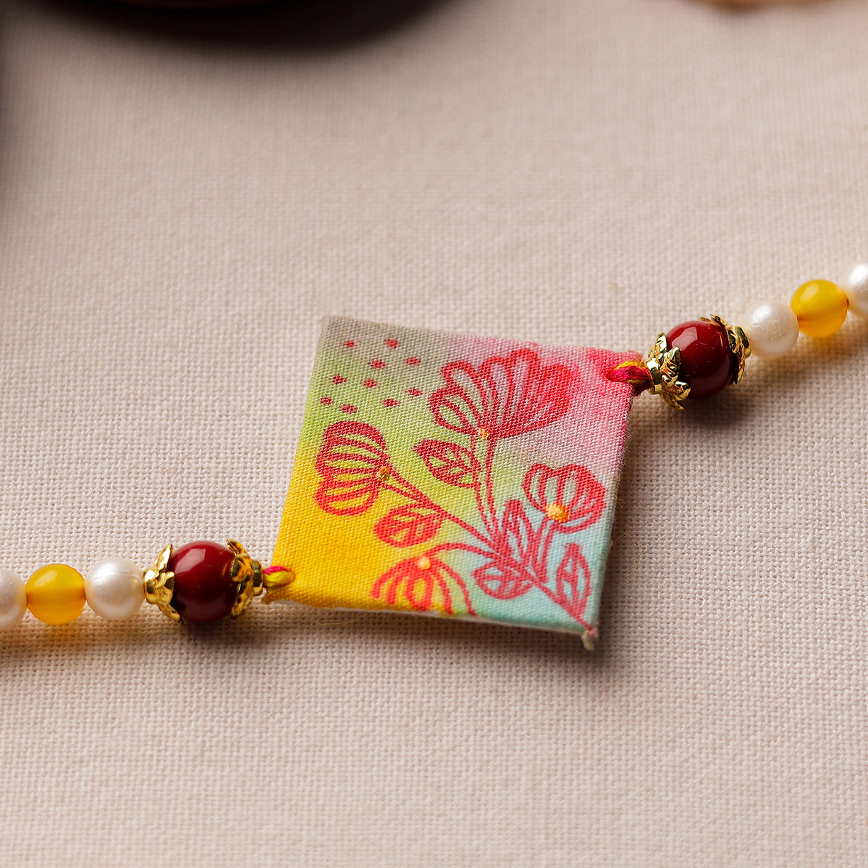 KHUSHBASH - HAPPY LOOM OF EAST Bishnupur Handpainted Fabric Rakhi 14 - view 2
