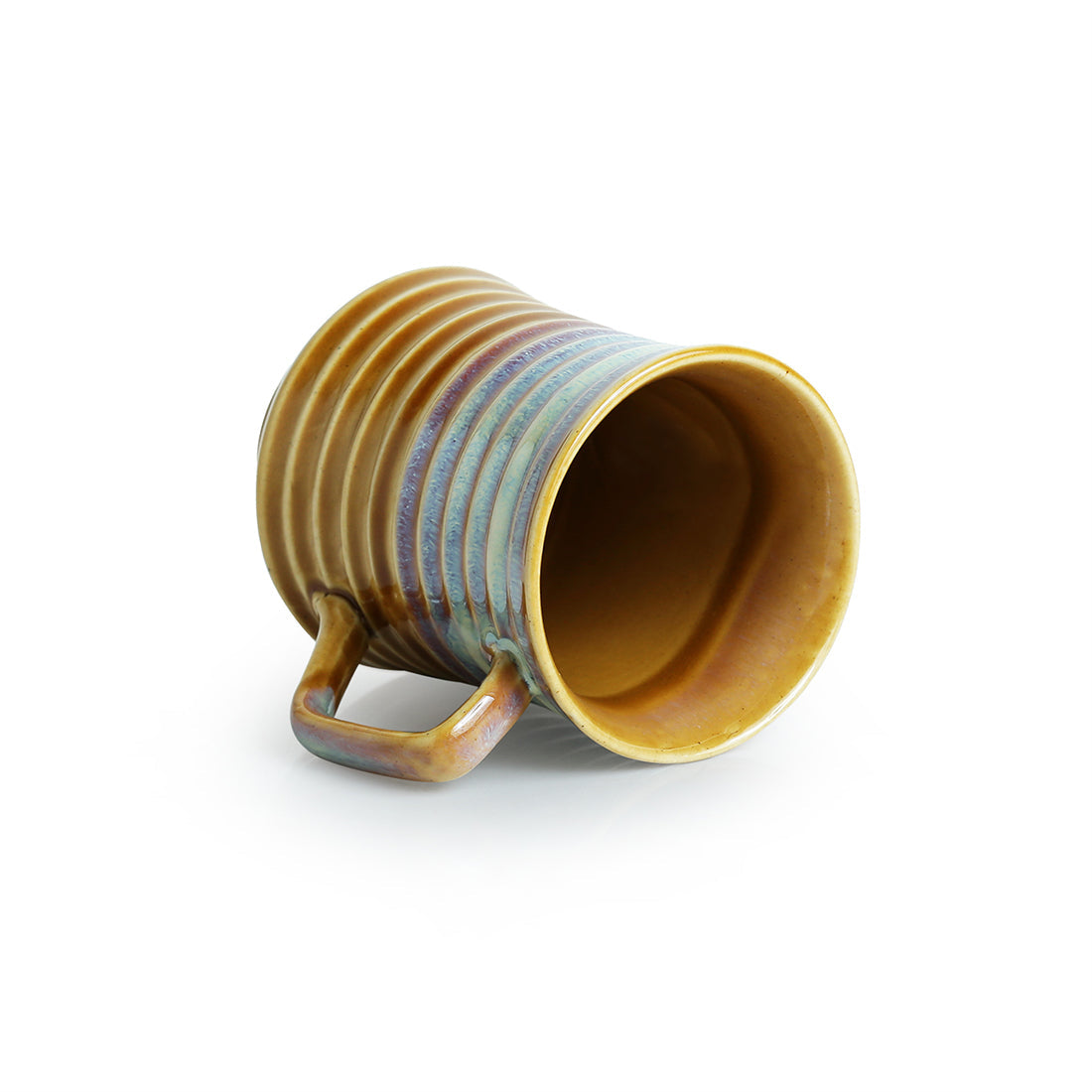 EXCLUSIVELANE 'Rings in the sky' Tea-Coffee & Milk Mugs Dual-Glazed Studio Pottery In Ceramic (Set Of 2) - view 4