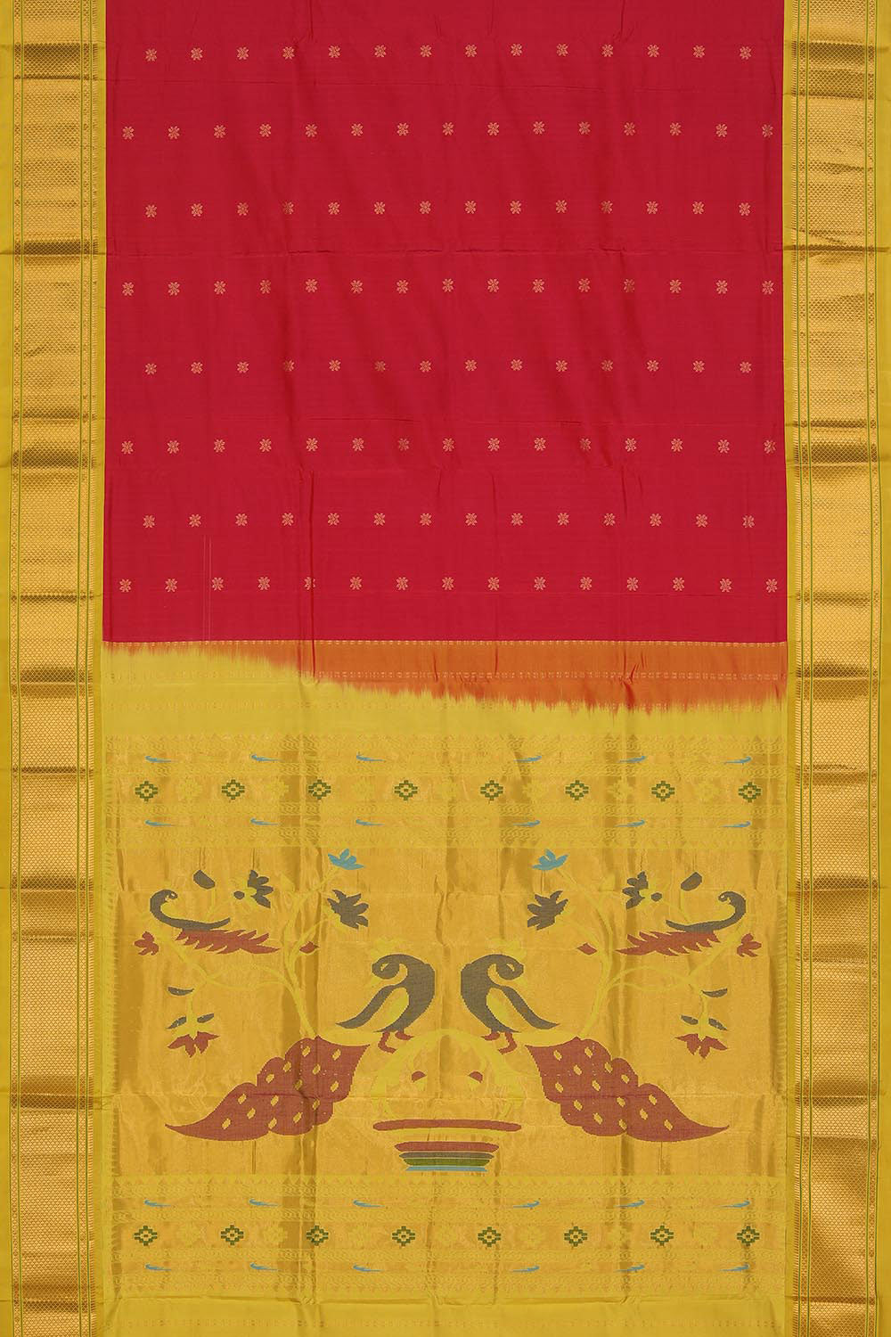 Kalanjali Gadwal Silk Fuchsia-Pink Saree With Paithani-Fusion Pallu - view 3