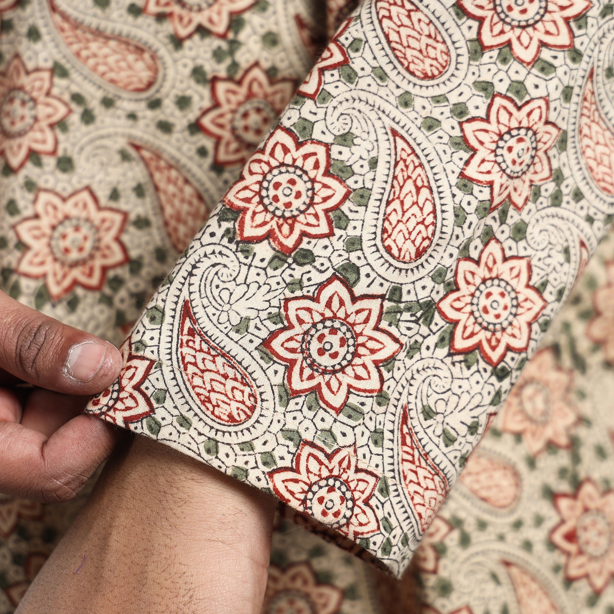ITOKRI CASUALS Beige - Kalamkari Block Printed Cotton Men Long Kurta - view 6