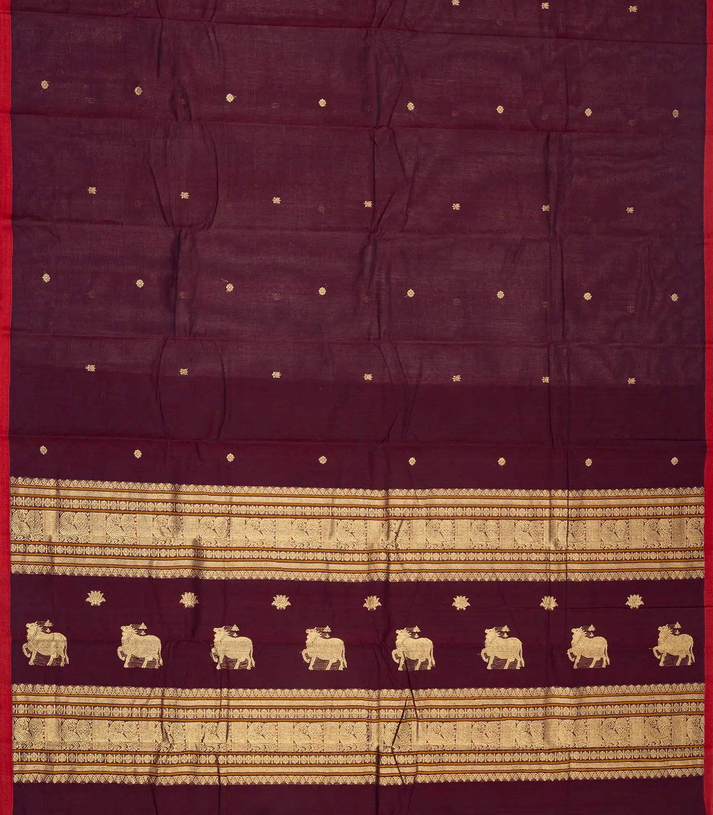 RmKV Magenta Handloom Kanchi Cotton Saree With Kamalam Buttas - view 2