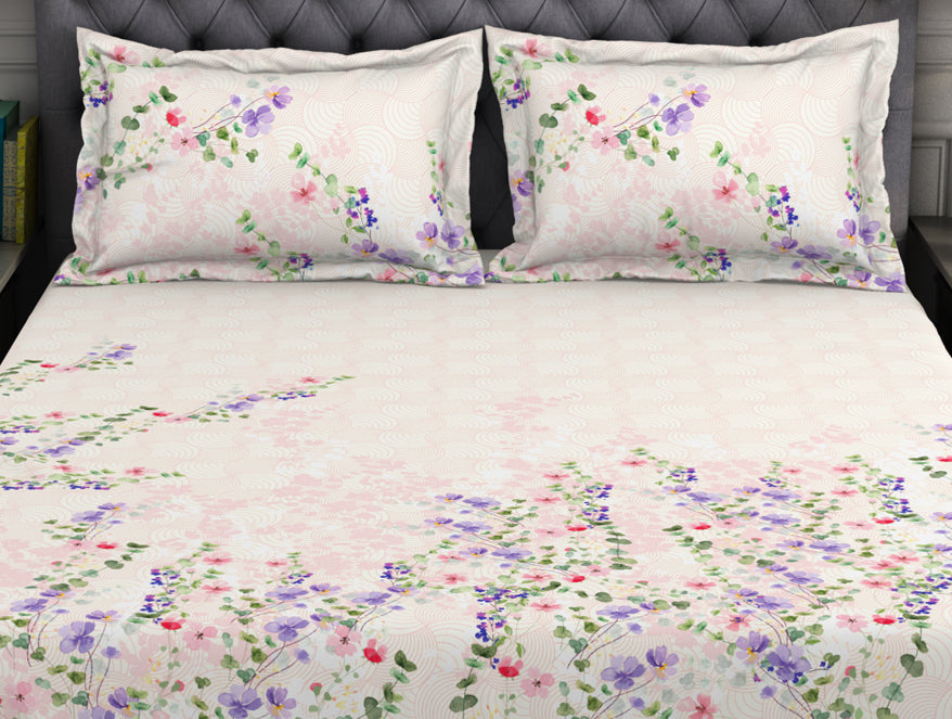 Spaces India Floral Light Pink 100% Cotton King Size Bedsheet Organic Cotton - By Spaces - view 5