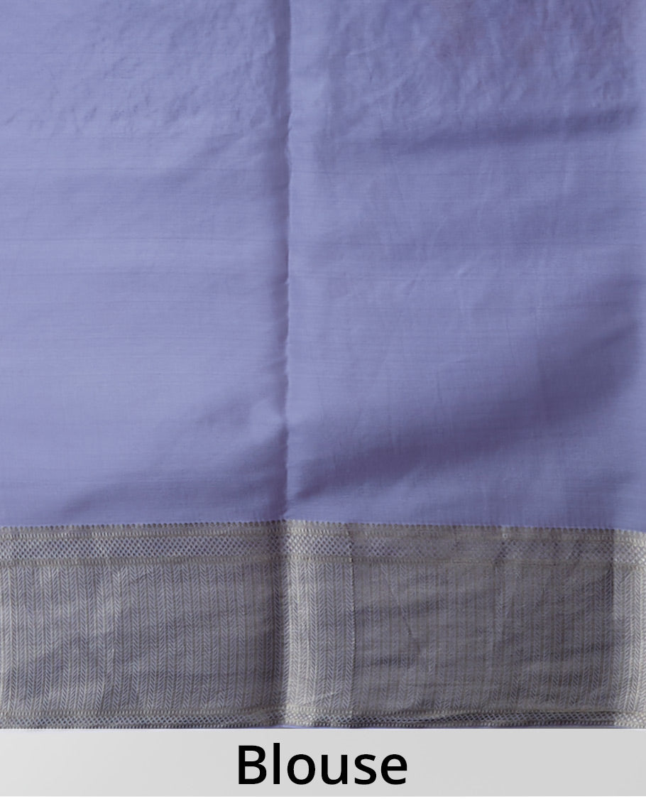 Pothys Lavender floral embroidery mysore silk saree with contrast striped zari bor - view 4