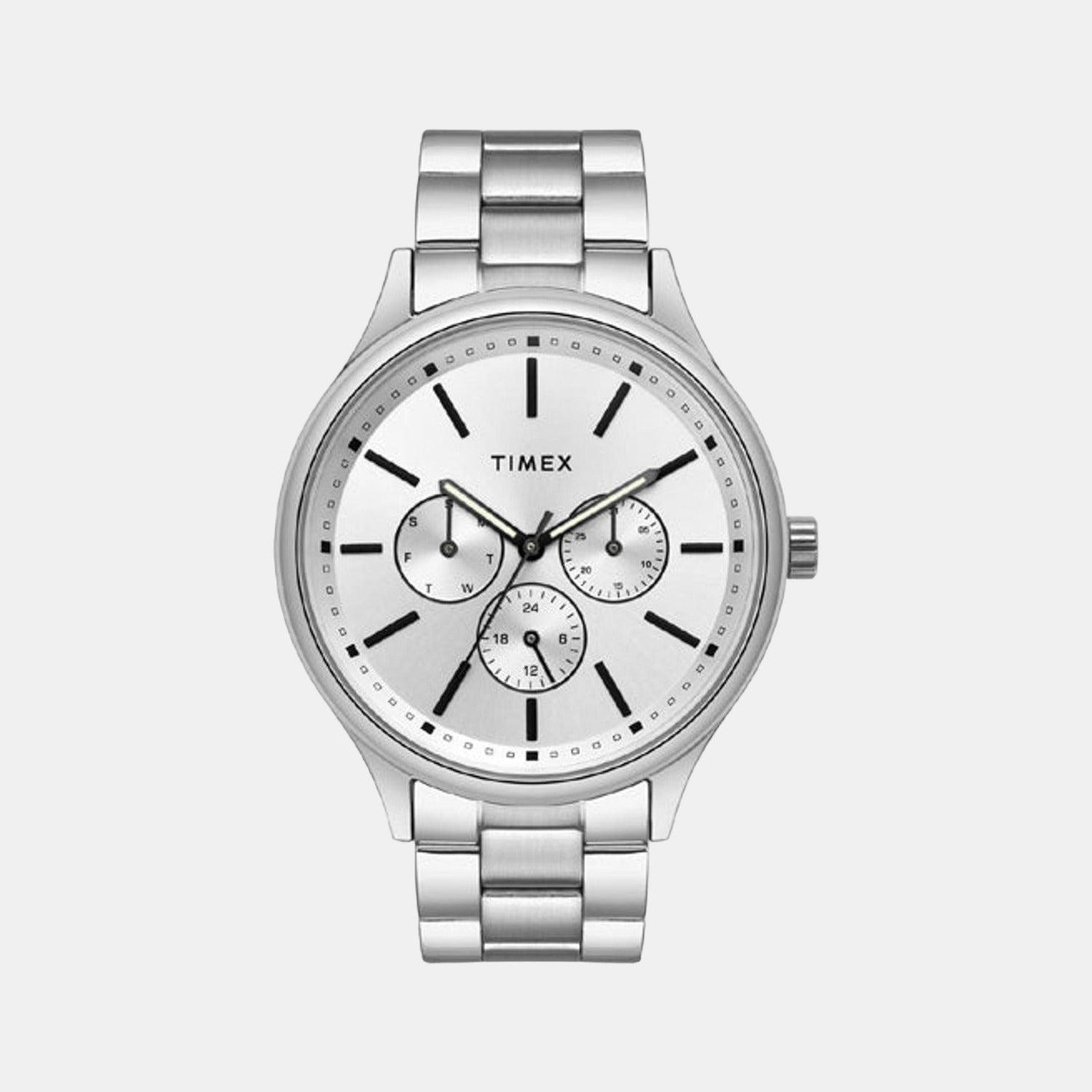 Timex Fashion Men Quartz Silver Dial Chronograph Stainless Steel Watch TWEG18409