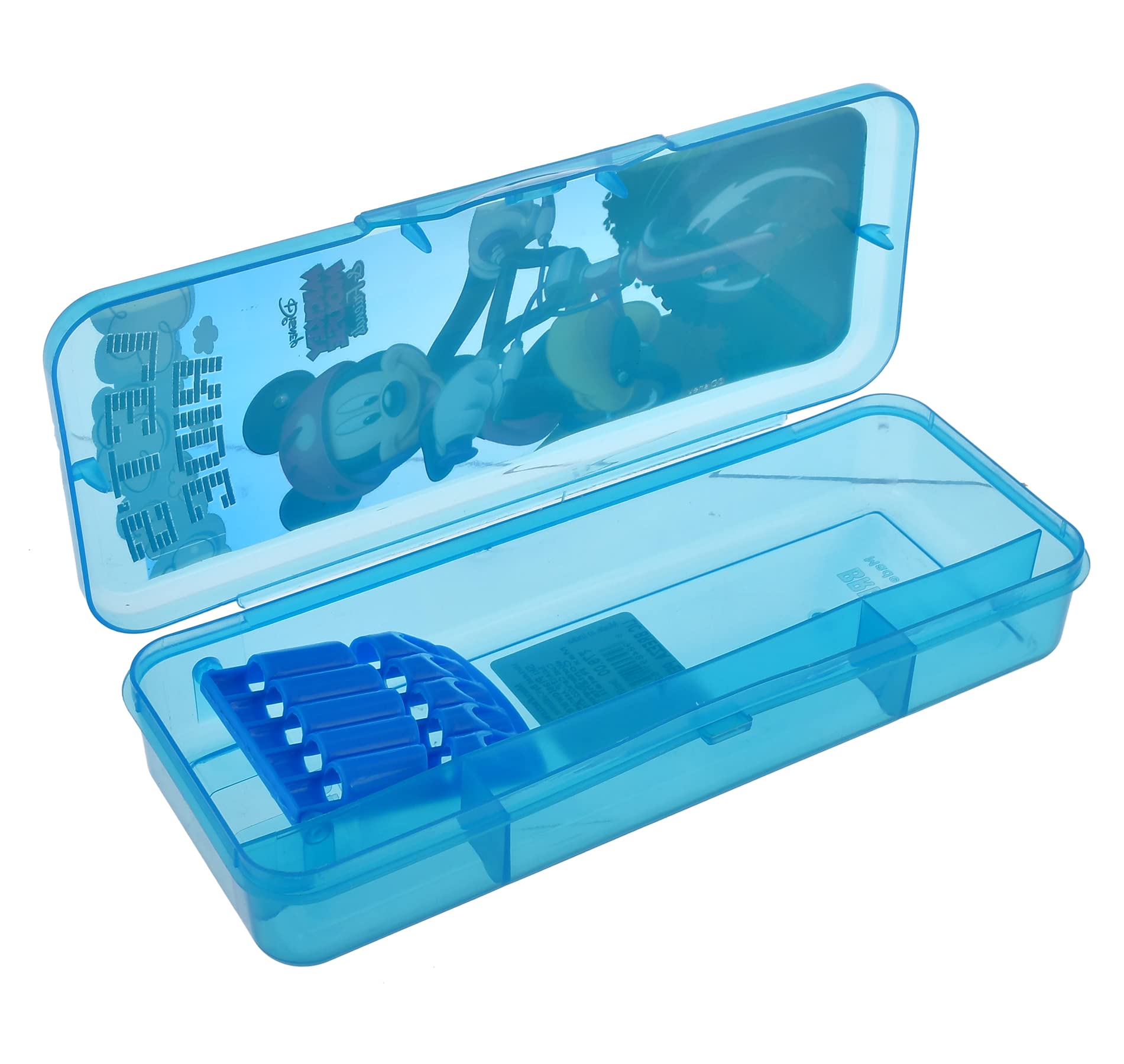 Heart Home Micky Mouse Printed Tranasparent Plastic Pencil Box Mini Organizer Storage Box for Kids (Blue) - view 3