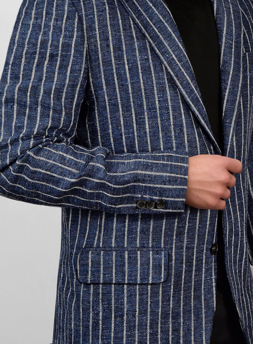 StudioSuits Maestro Volis Stripe Linen Wool Silk Jacket - view 3