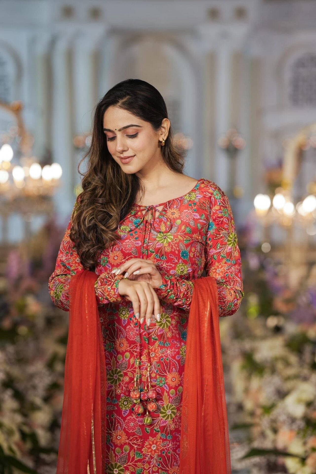 Idaho-o Dhara orange heavy kurta-palazzo set - view 5