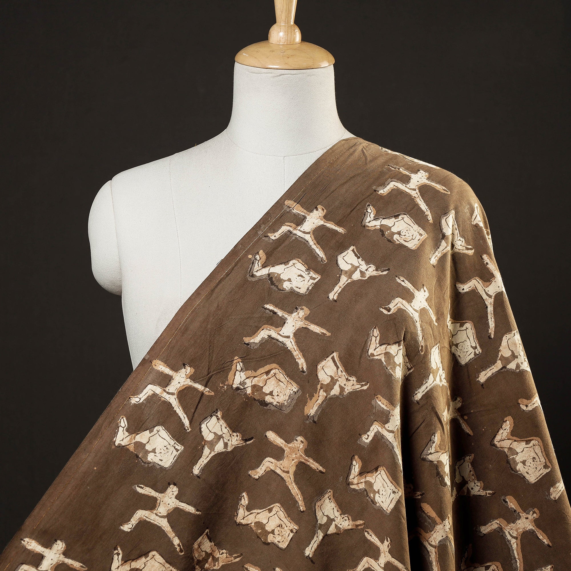 BINDAAS UNLIMITED Brown - Bindaas Block Printed Cotton Natural Dyed Fabric