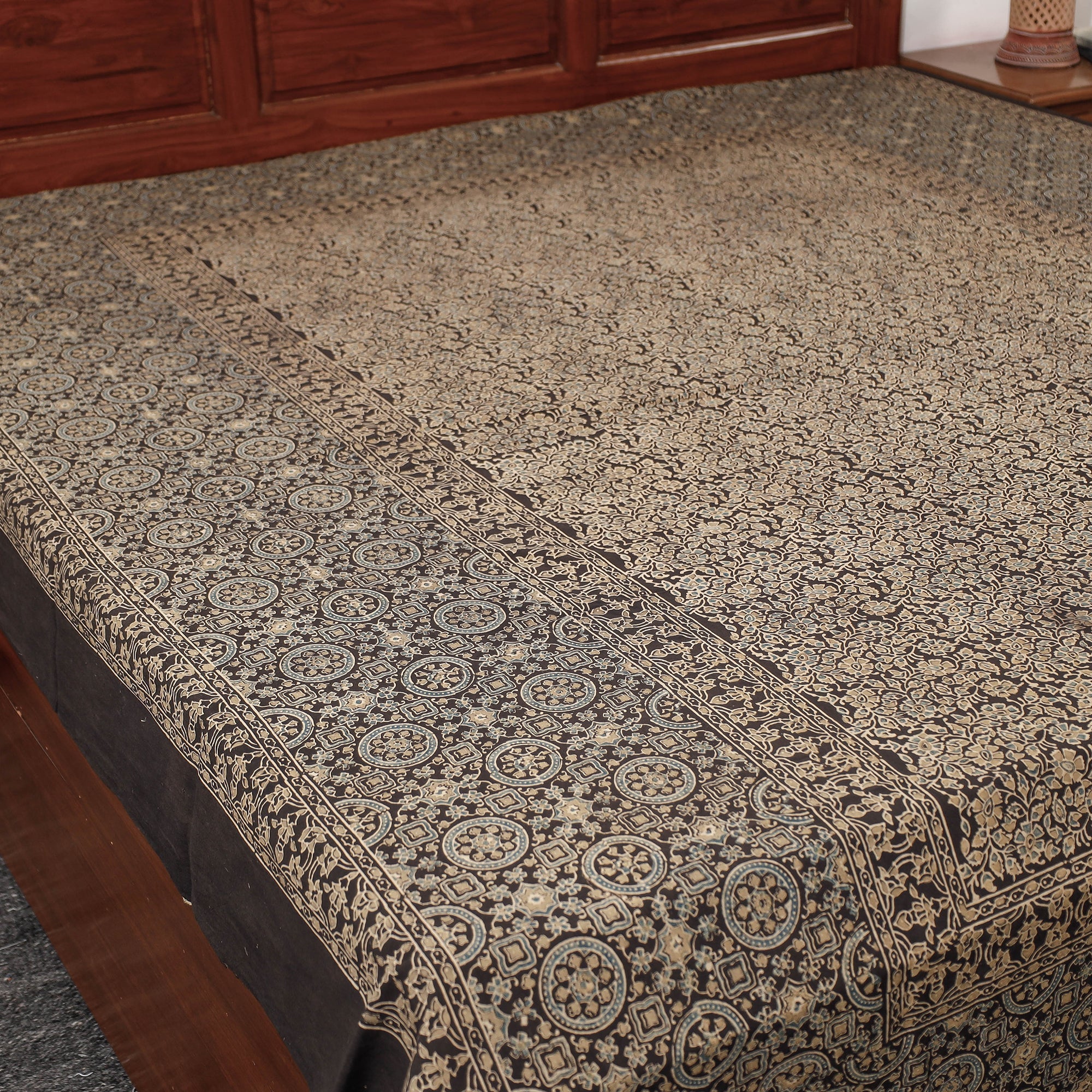 KACHCHH JI CHHAAP Brown - Ajrakh Block Printed Cotton Double Bed Cover (108 x 90 in) - view 2