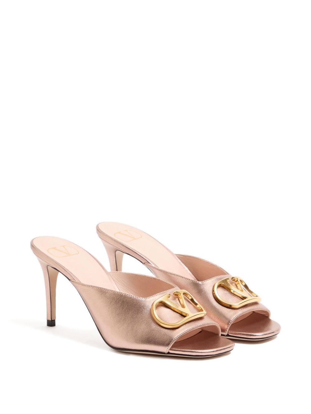 Valentino Garavani VLogo Signature metallic leather mules - view 2