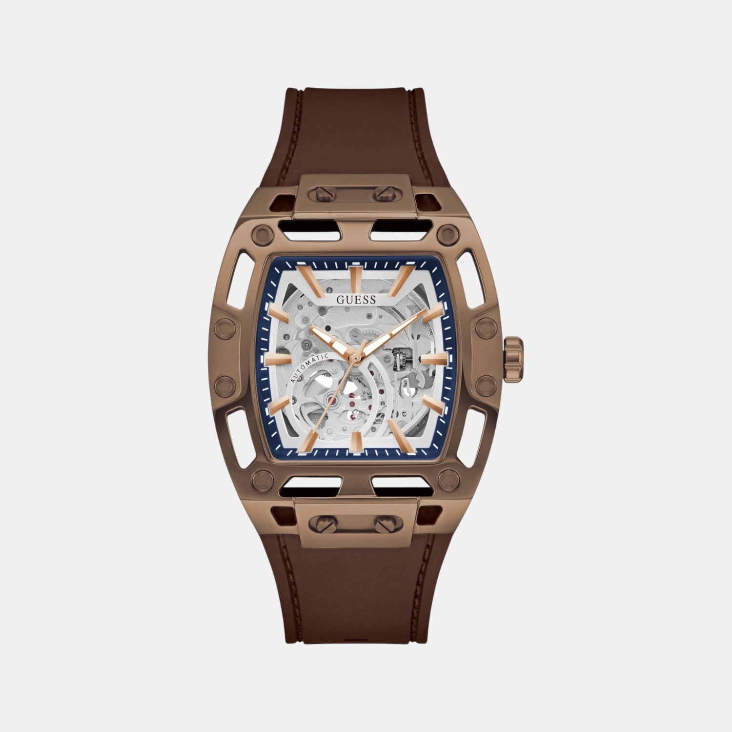 Guess Dress Men Automatic Silver Dial Analog Silicone Watch GW0980G3