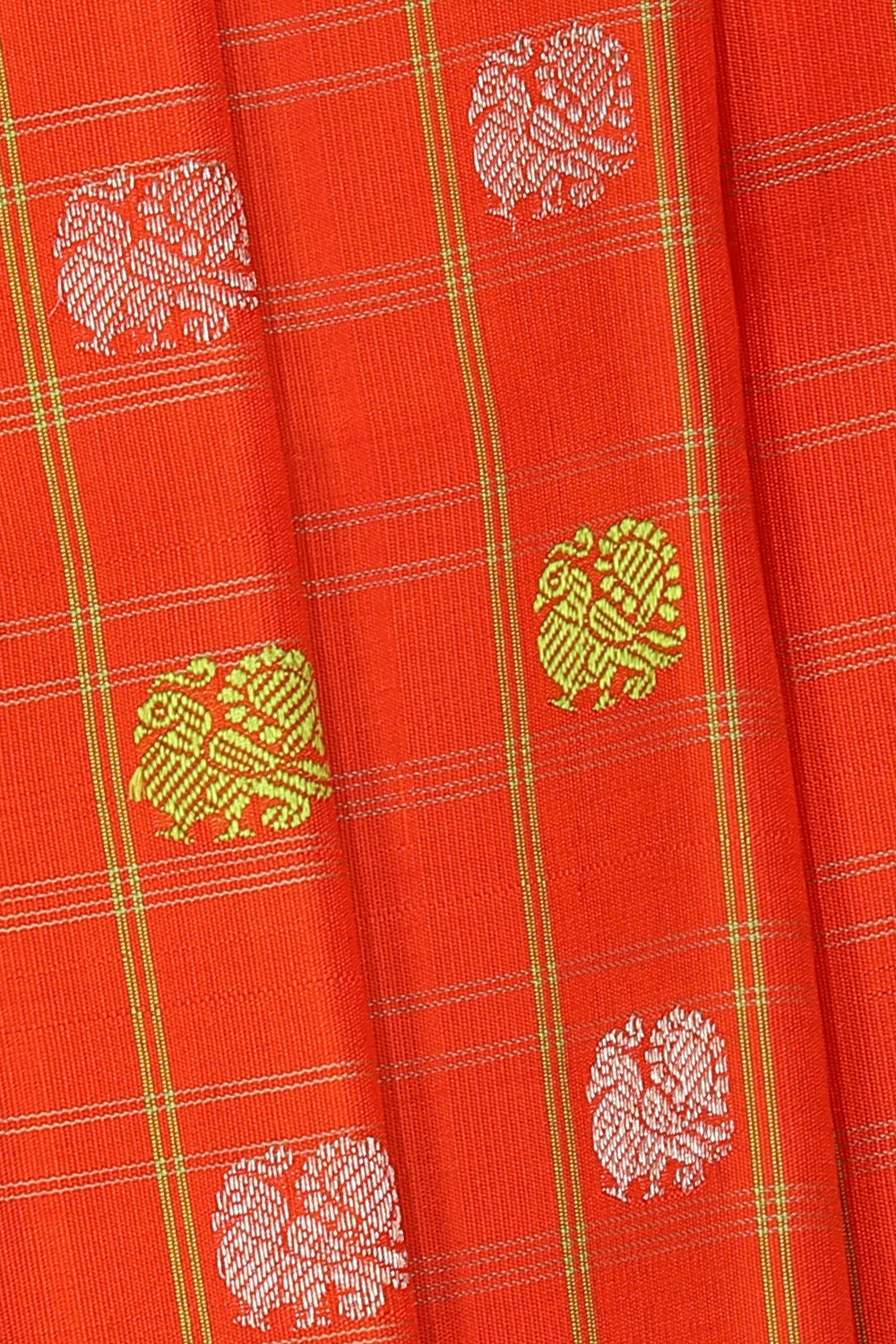 Kalanjali Gadwal Silk Coral-Orange Saree – Women's - view 2