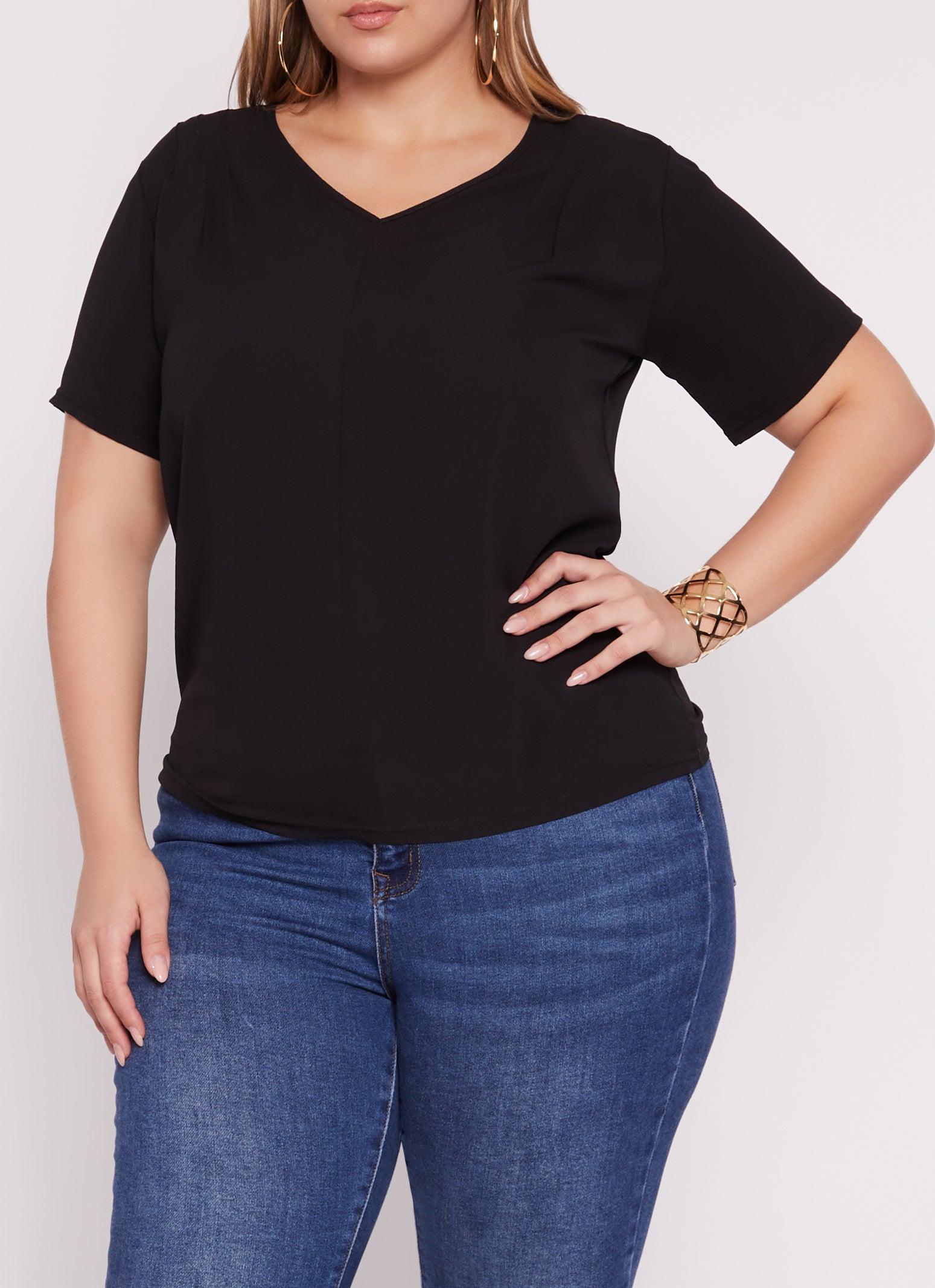 Rainbow Shops Plus Size V Neck Short Sleeve Tee