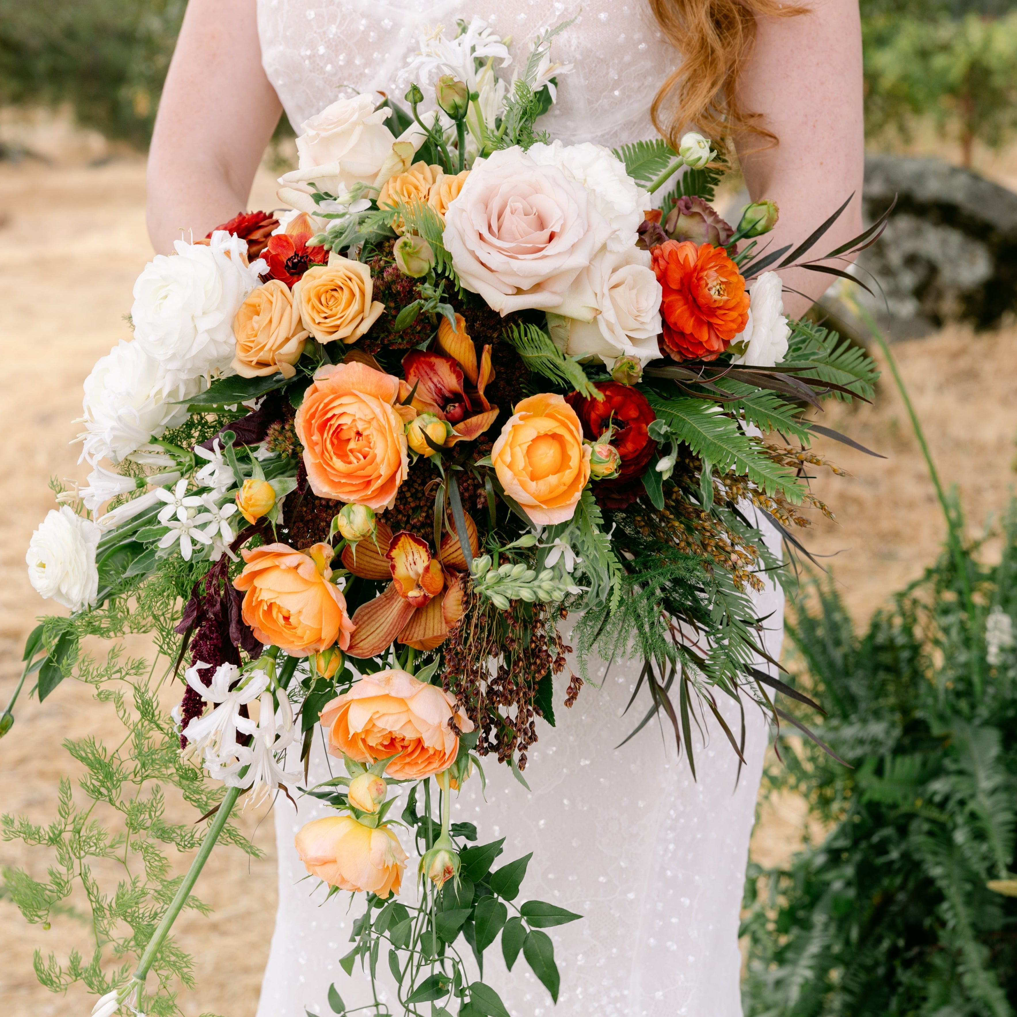 fiftyflowers.com Dusty Orange and Green Oasis Styled Shoot