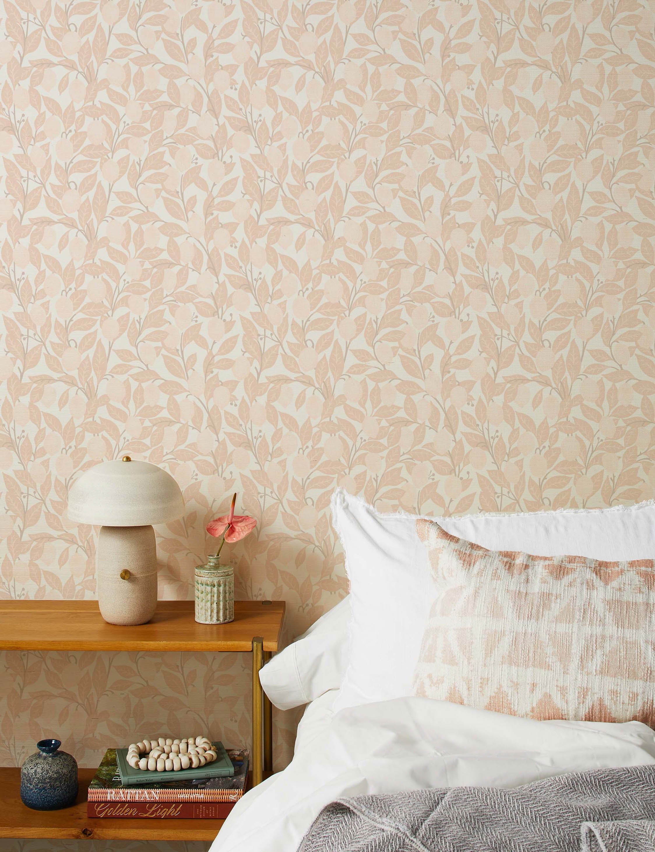 Lulu and Georgia Lemons Grasscloth Wallpaper by Nathan Turner