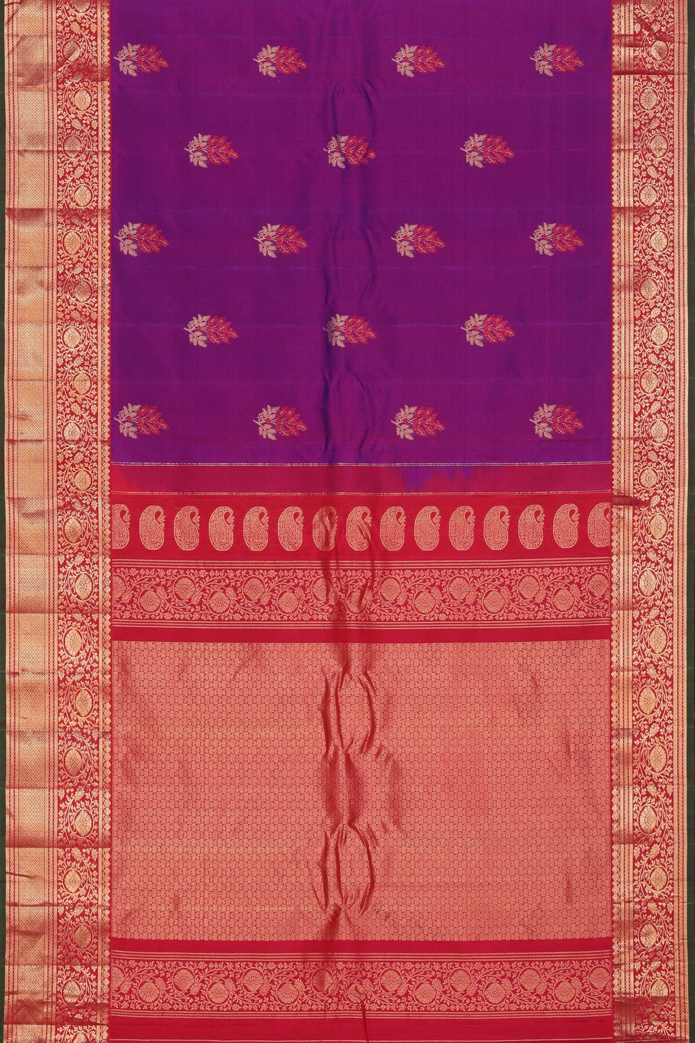 Kalanjali Gadwal Silk Purple Saree – Women's - view 4