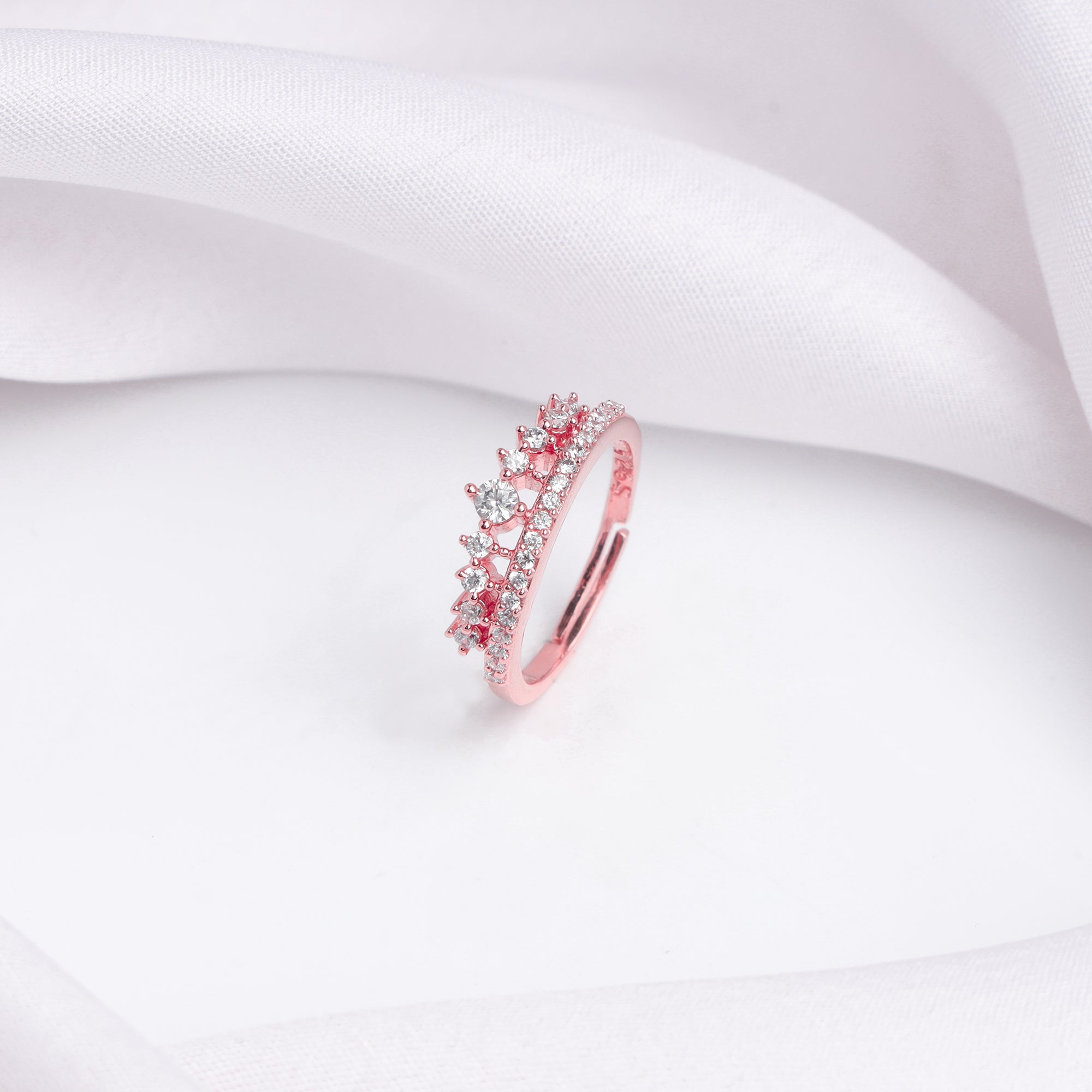GIVA Jewellery Rose Gold Queen's Crown Ring - view 2