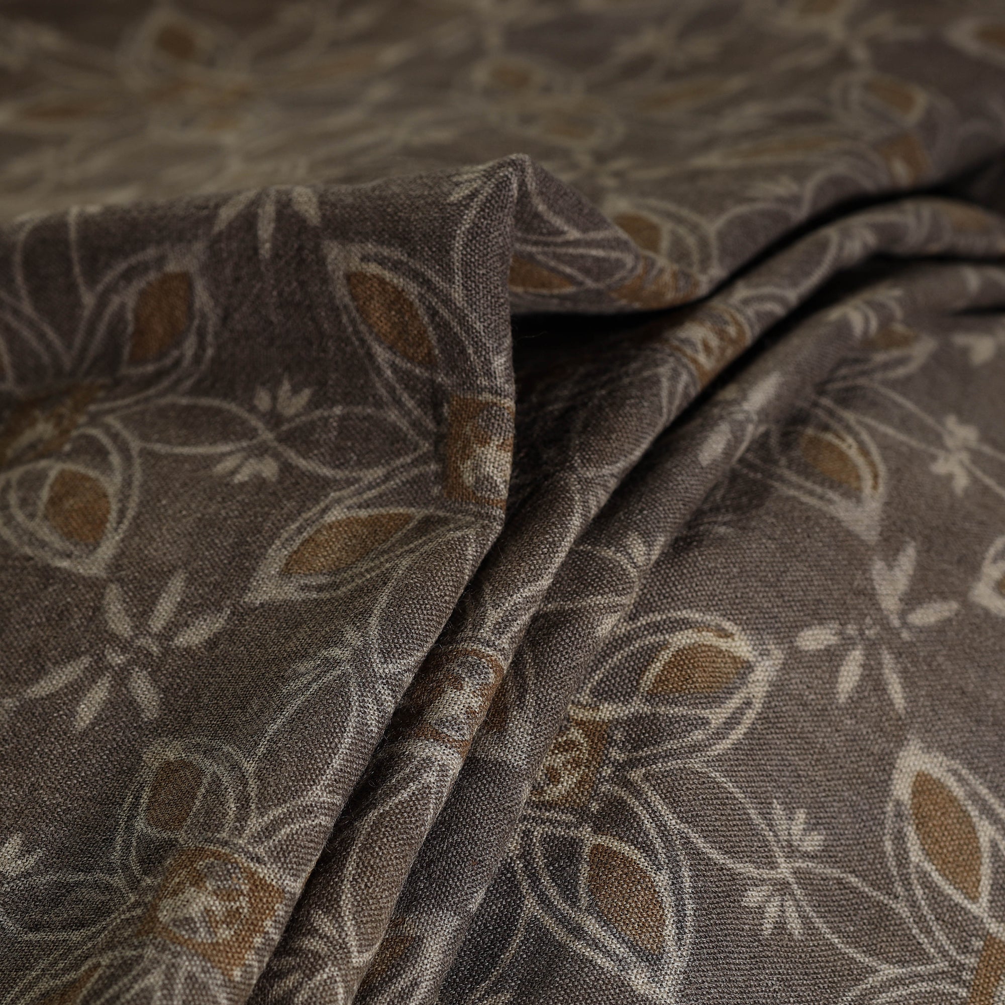 HAVELI CHRONICLES Brown - Pure Wool Handloom Akola Print Fabric 15 - view 2