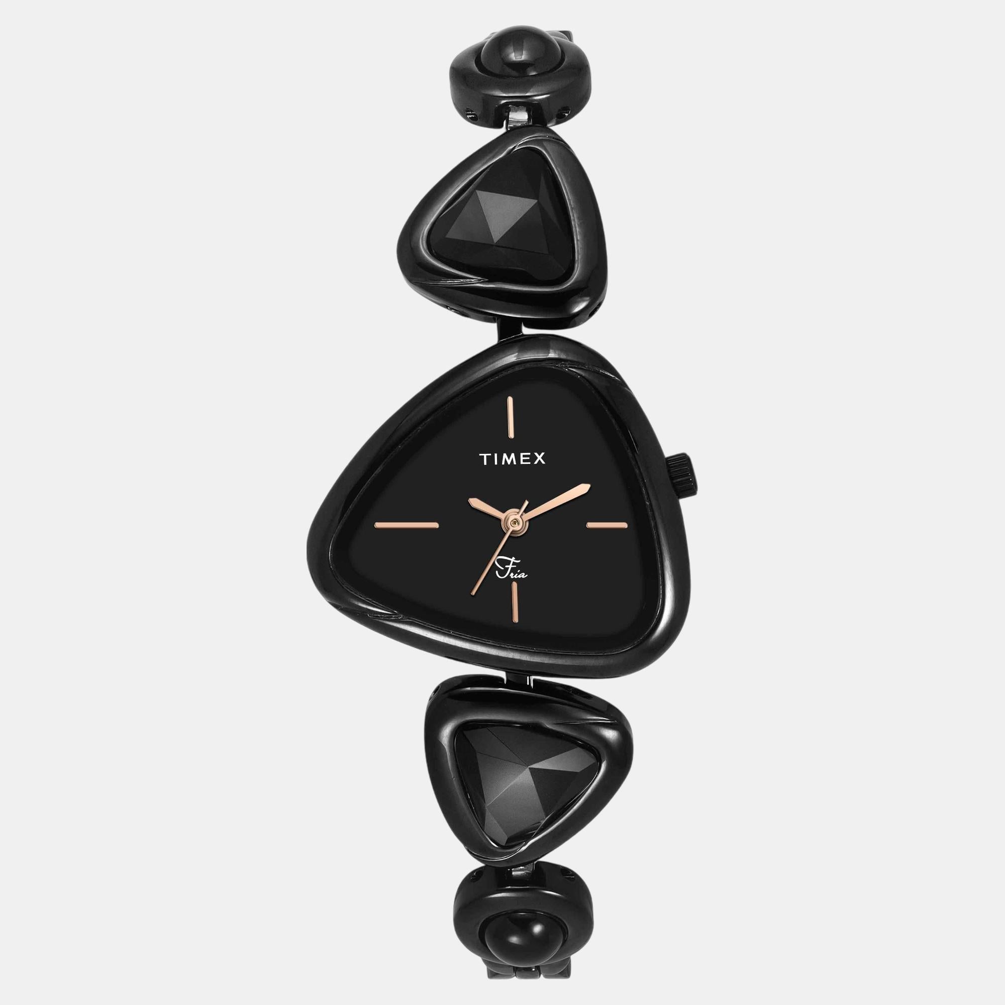 Timex Fria Women Quartz Black Dial Analog Brass Watch TWEL17701