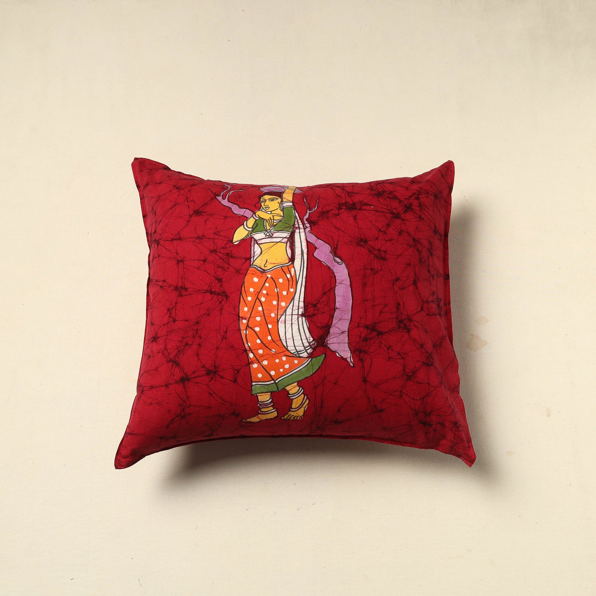 KACHCHH JI CHHAAP Pure Cotton Hand Batik Cushion Cover (18 x 18 in) 80