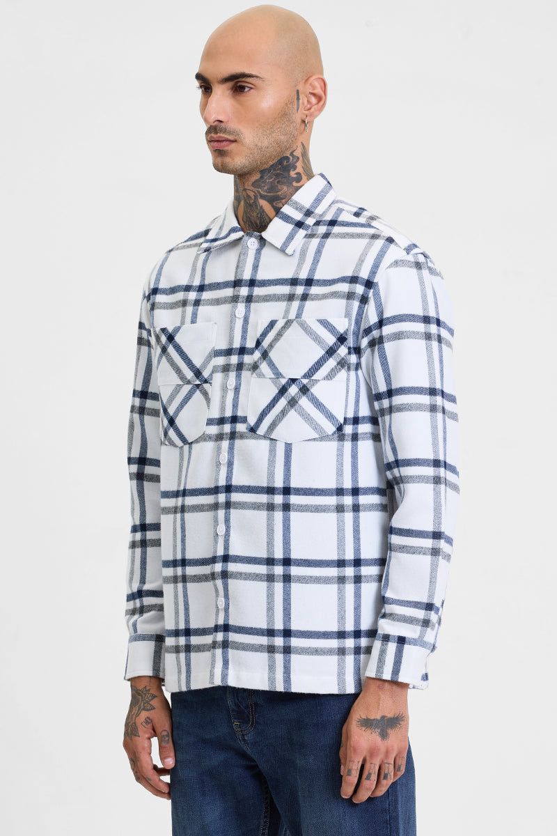 SNITCH White Checks Relaxed Fit Overshirt - view 7