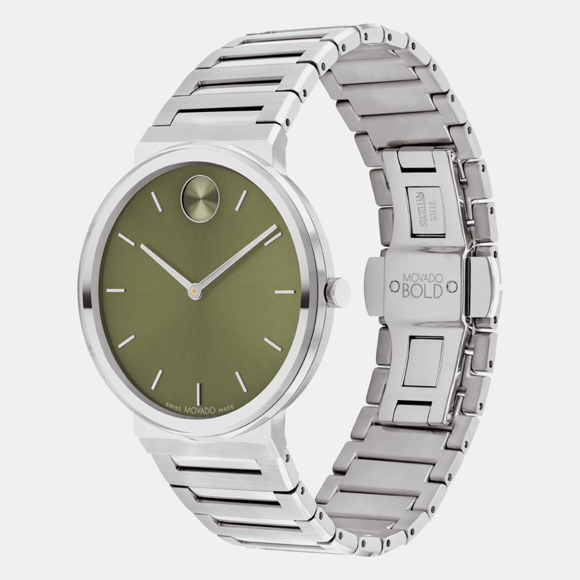 Movado Bold Men Quartz Green Dial Analog Stainless Steel Watch 3601074 - view 2