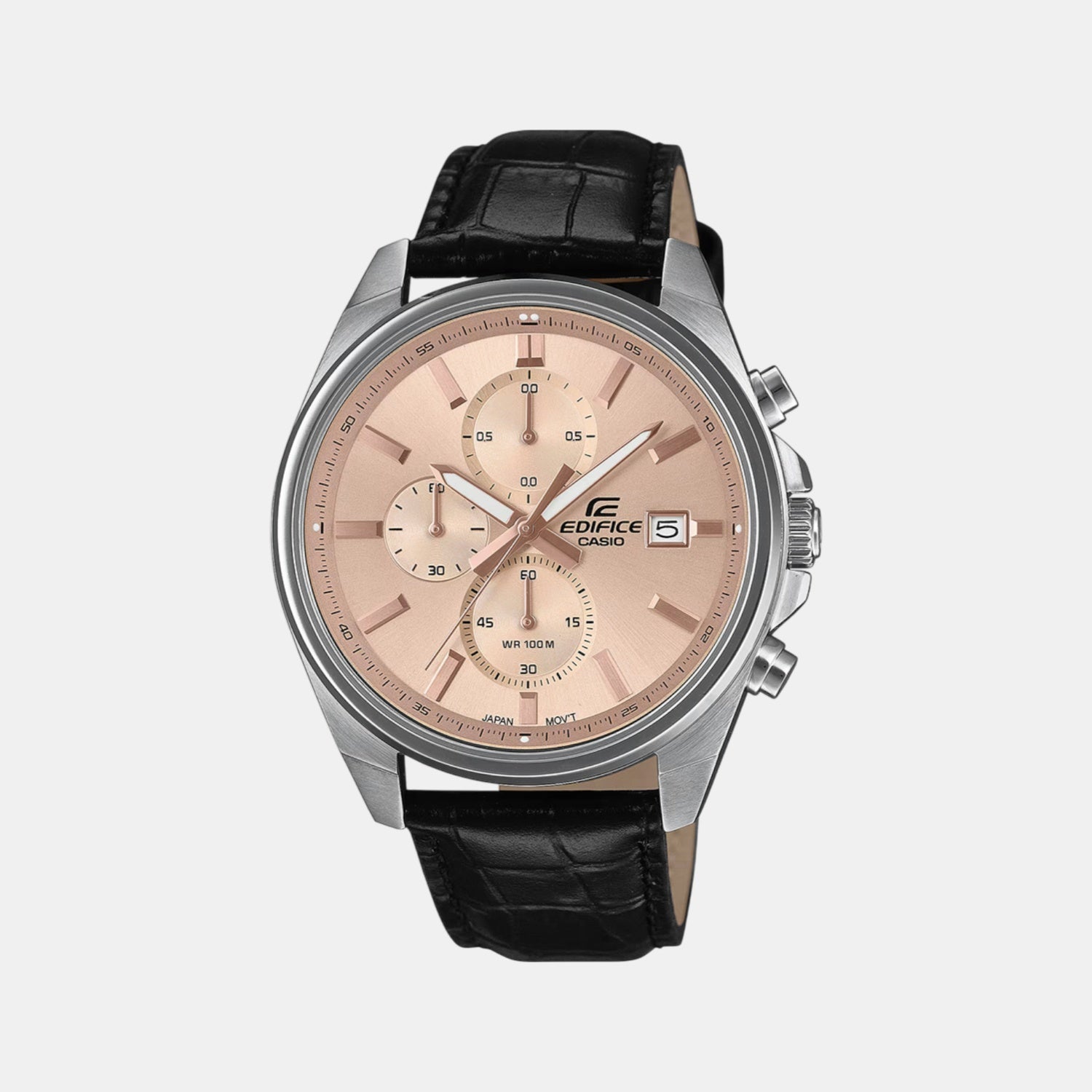 Casio Edifice Men Quartz Peach Dial Analog Stainless Steel Watch ED664
