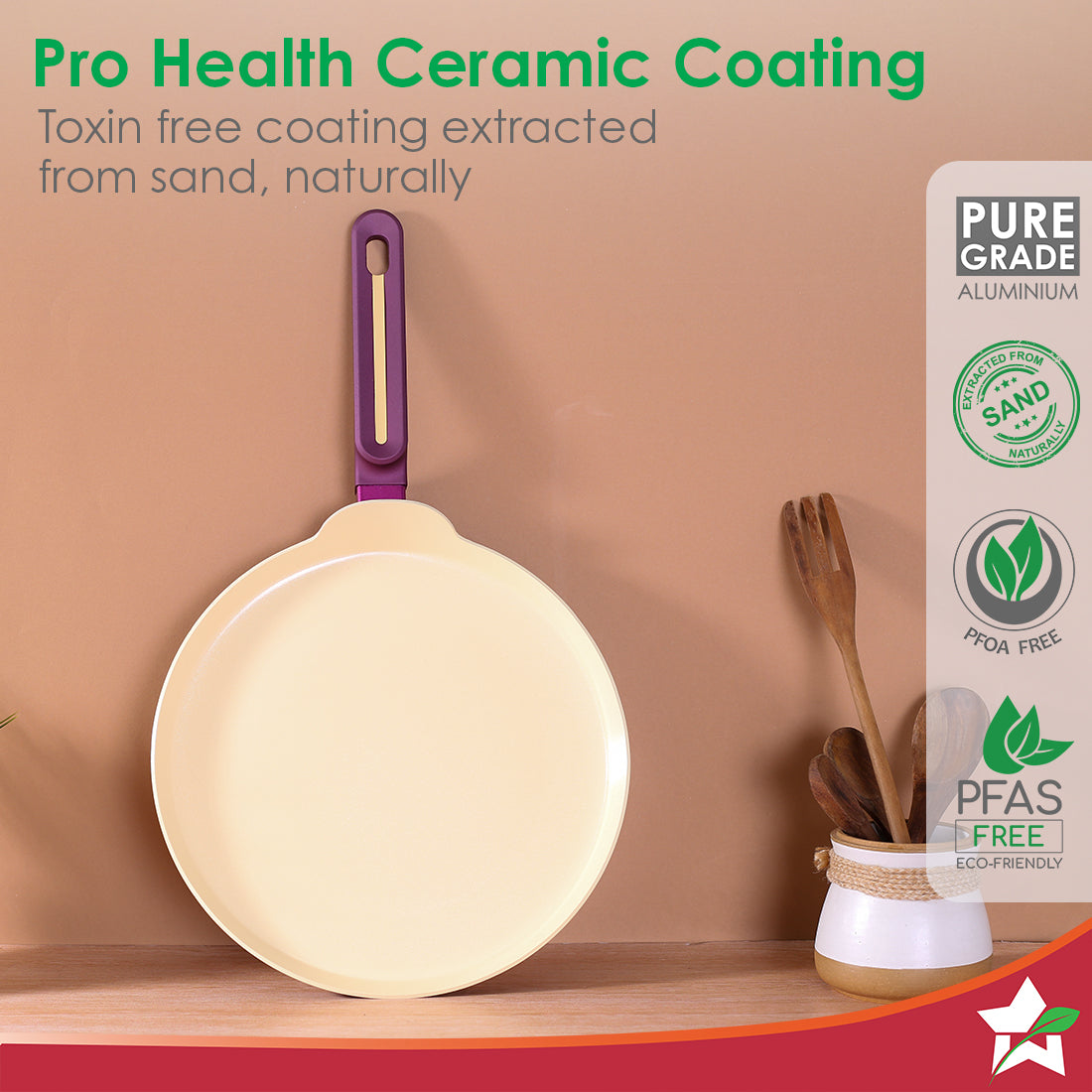 Bellagio Dosa Tawa | 28 cm | Non-Stick Ceramic Coating Non-Toxic | Pure Aluminium |by blacktree - view 3