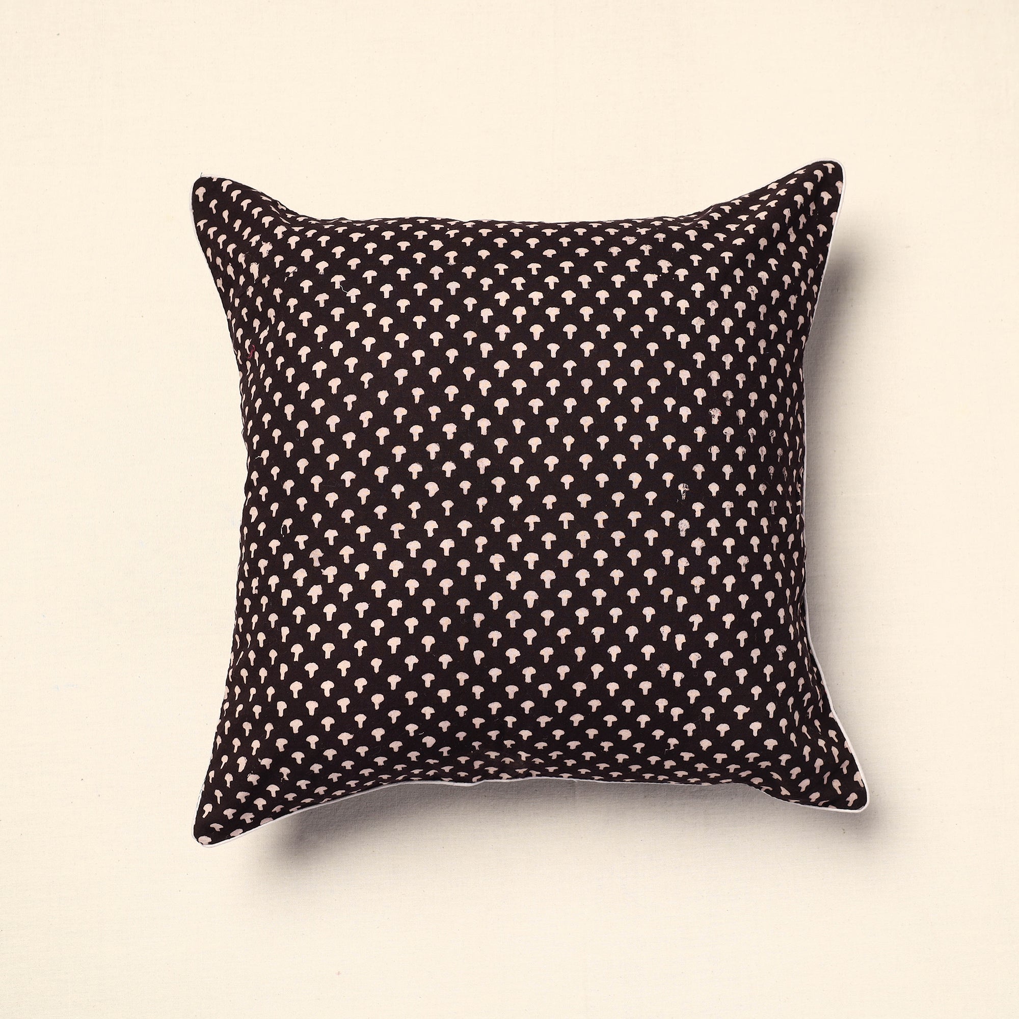 NOORI BAZAR Black - Bagh Block Printed Cotton Cushion Cover (16 x 16 in) 11