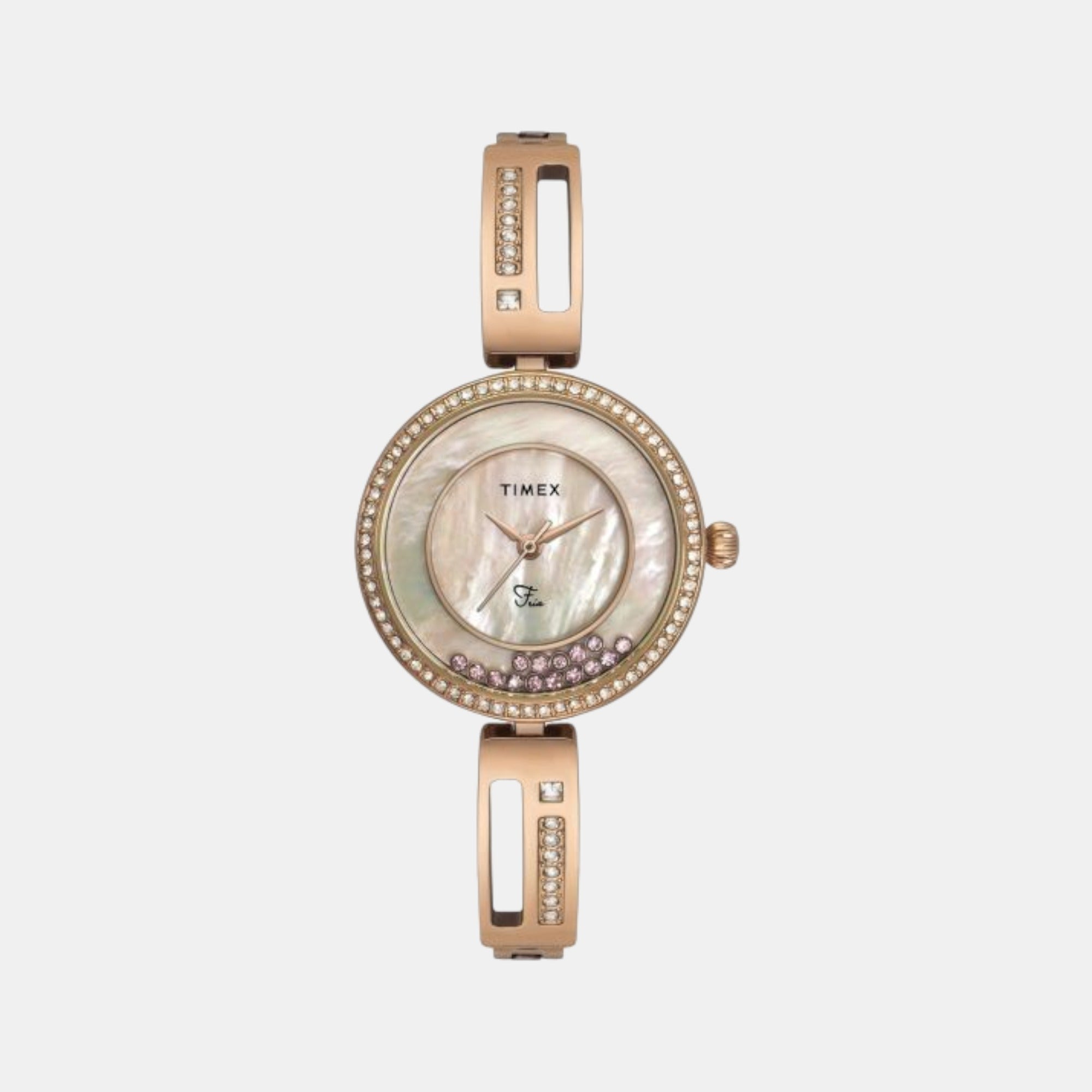 Timex Fria Women Quartz White Dial Analog Brass Watch TWEL16501