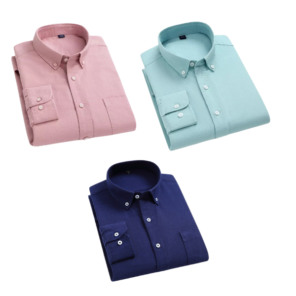 BlackTree Combo of 3 Cotton Shirt for Man ( Pink,Pista and Navy Blue )