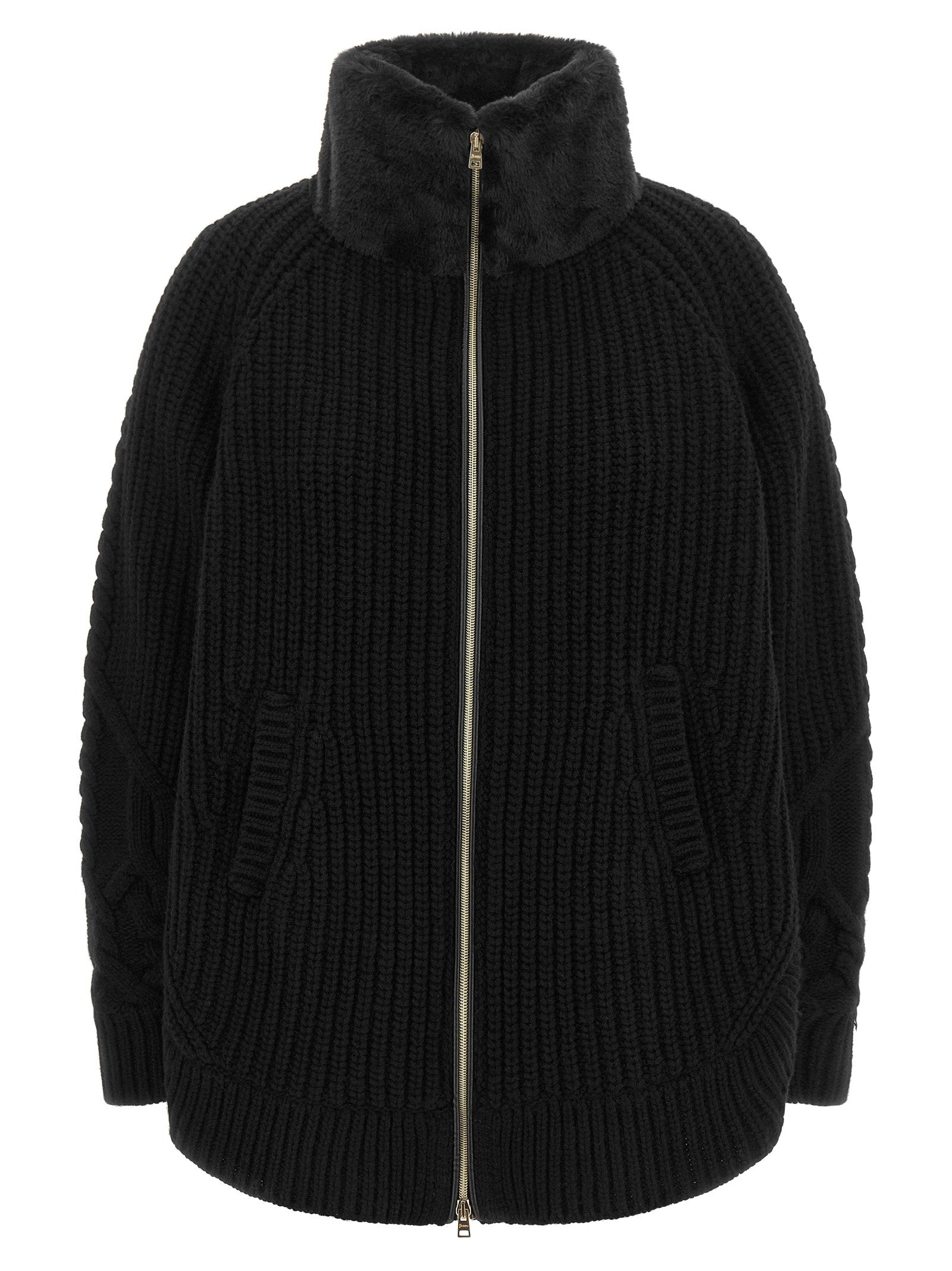 Herno Cardigan With Fur Insert – 100% wool