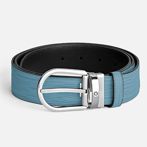 Montblanc Mont Blanc, Horseshoe Buckle Smoky Blue 35 mm Leather Belt