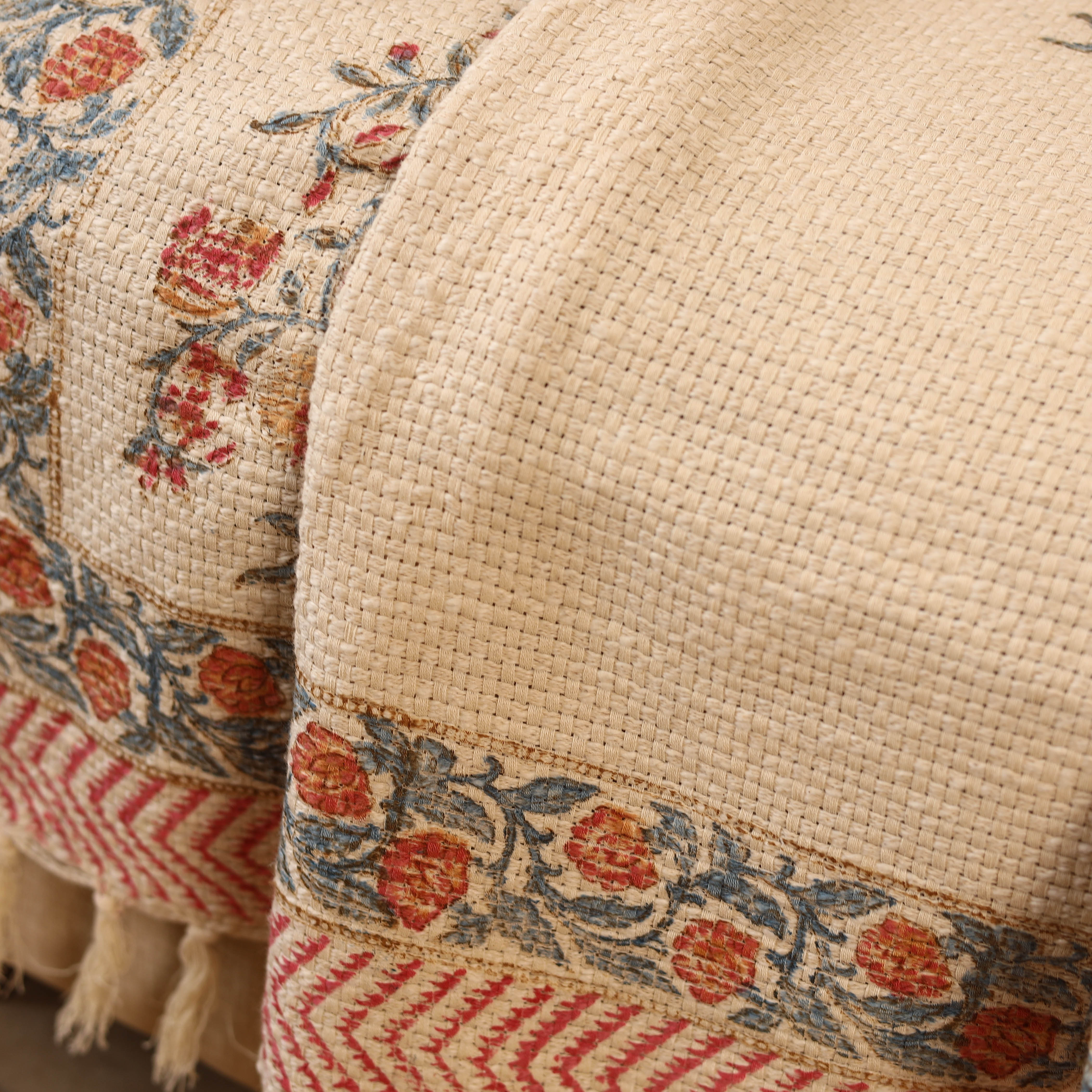 HAVELI CHRONICLES Beige - Sanganeri Print Cotton Sofa Throw (88 x 60 in) 16 - view 4