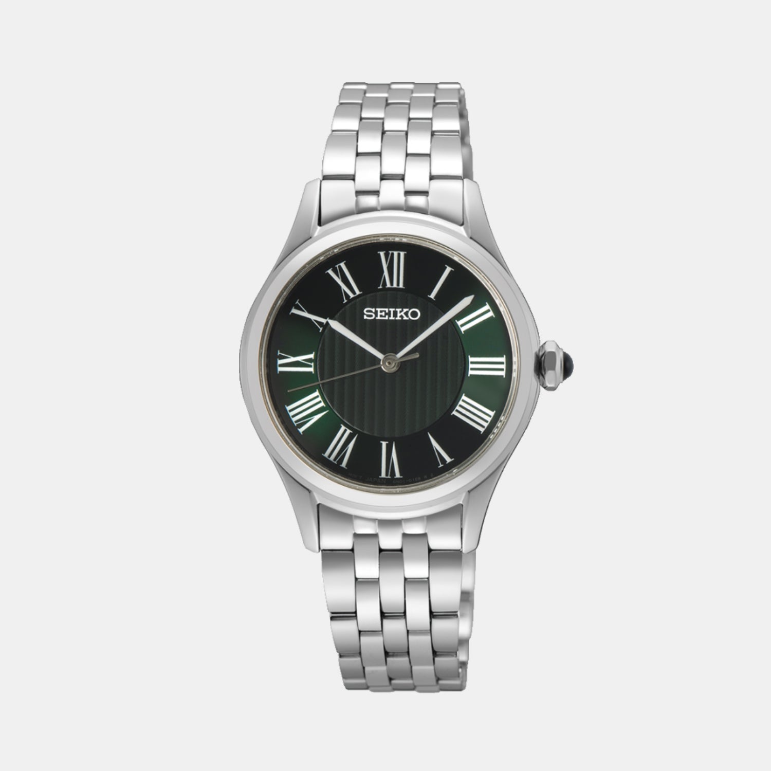 Seiko Classic Women Quartz Green Dial Analog Stainless Steel Watch SUR611P1