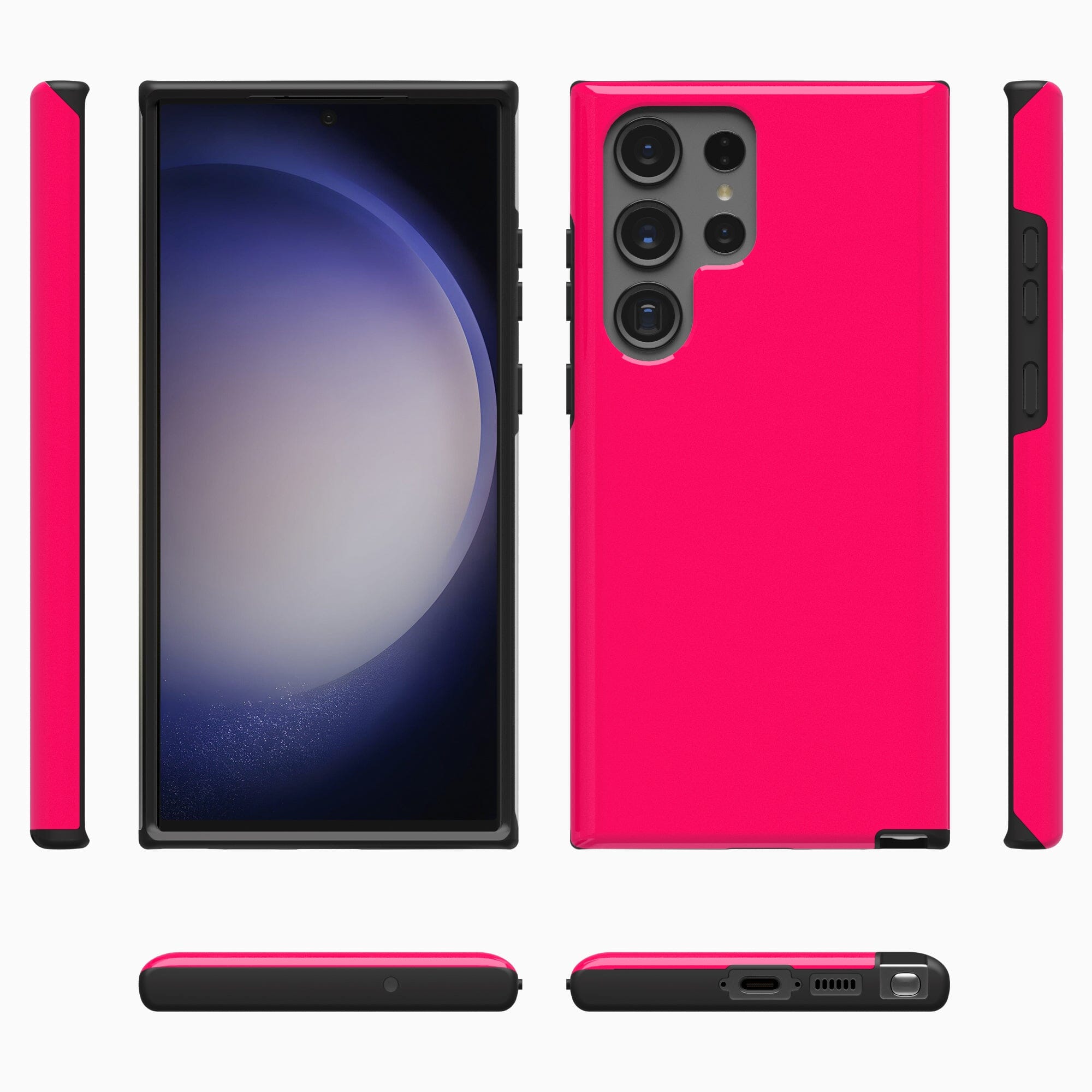 Casetry Think Pink | Solid Neon Pink Samsung Case - view 3