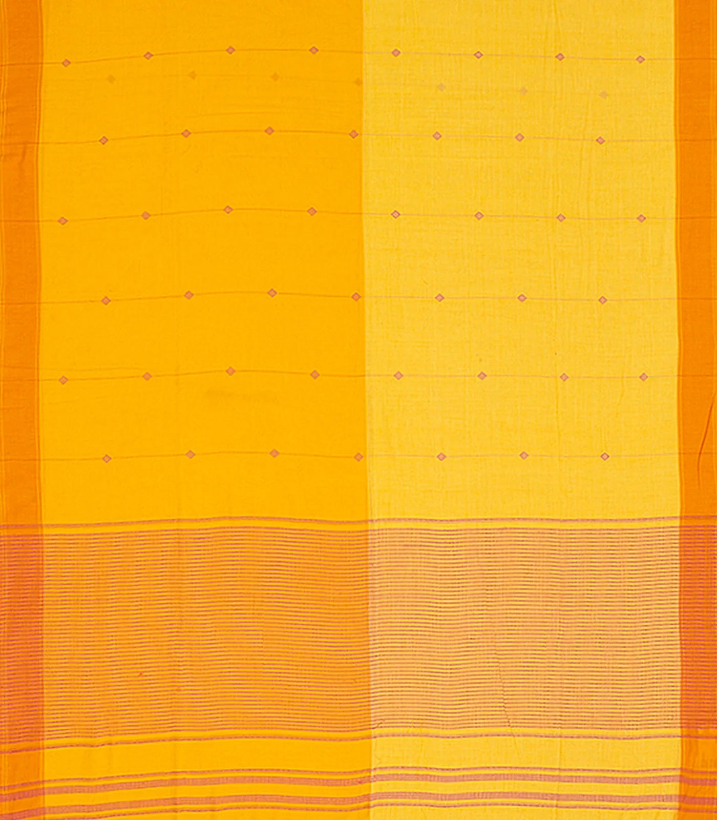 RmKV Lemon Yellow Chanderi Cotton Saree With Flower Motifs & Vine Motifs in Zari Border-Yellow - view 2