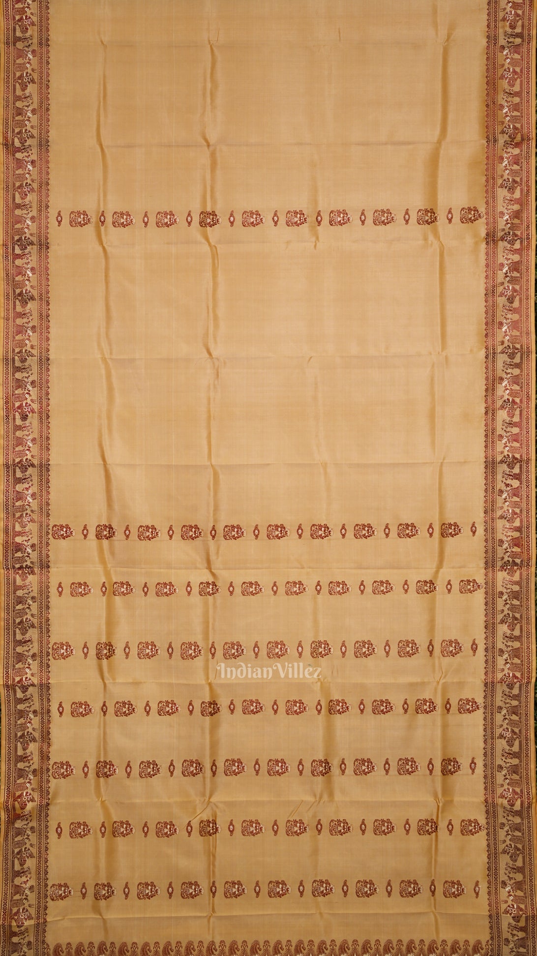 IndianVillèz Beige Handwoven Baluchari Silk Saree - view 3