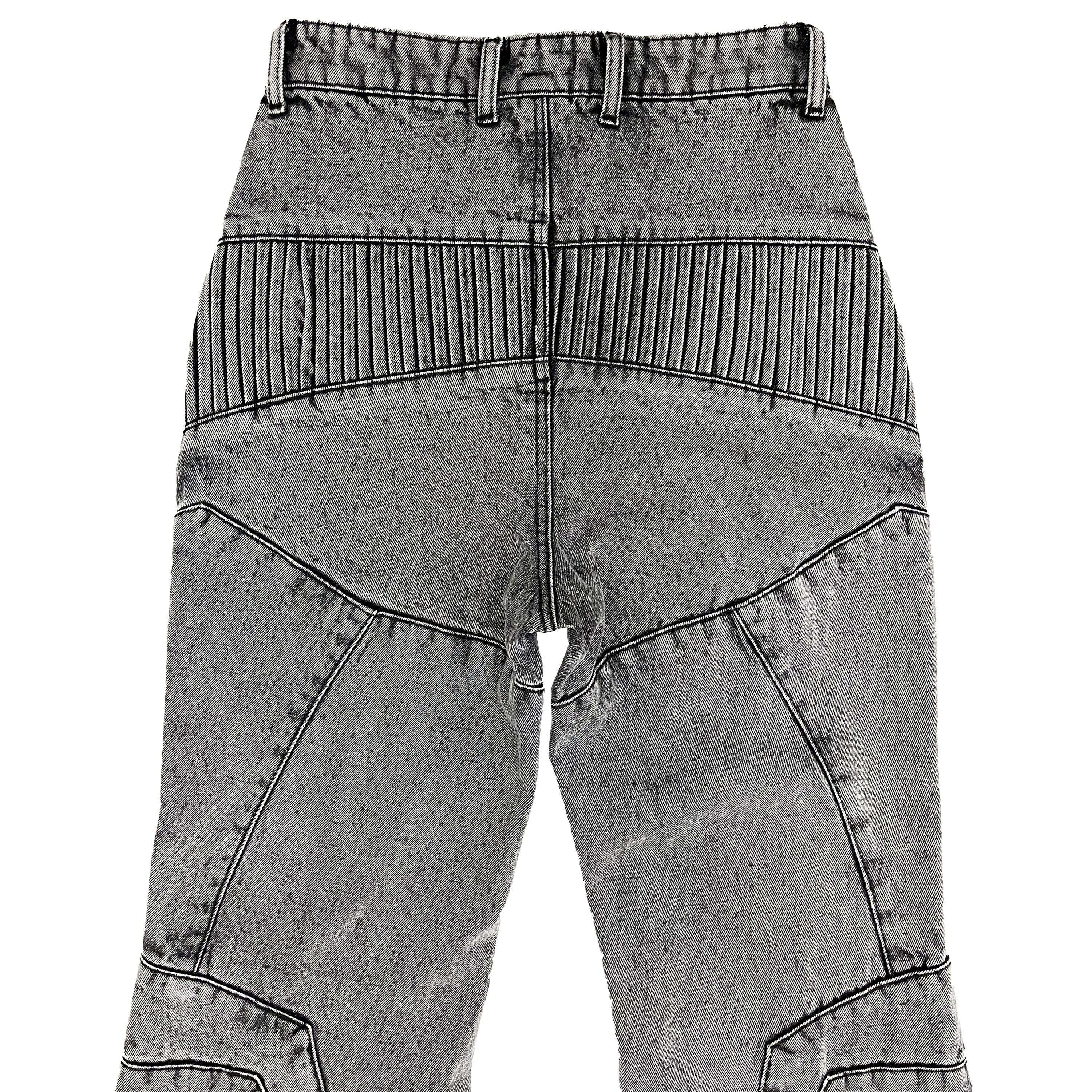 Unreborn Project Biker Denim Pants - Light Grey - view 4