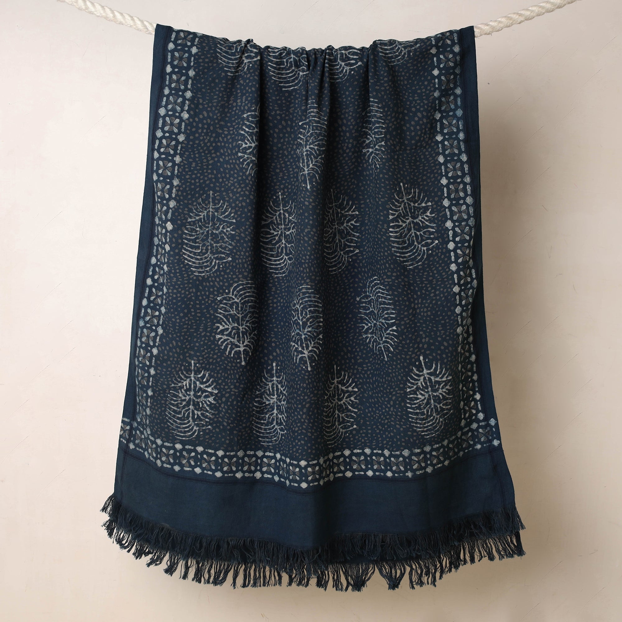 ITOKRI CRAFTS INITIATIVE Blue - Akola Block Printed Pure Handloom Cotton Towel - view 2